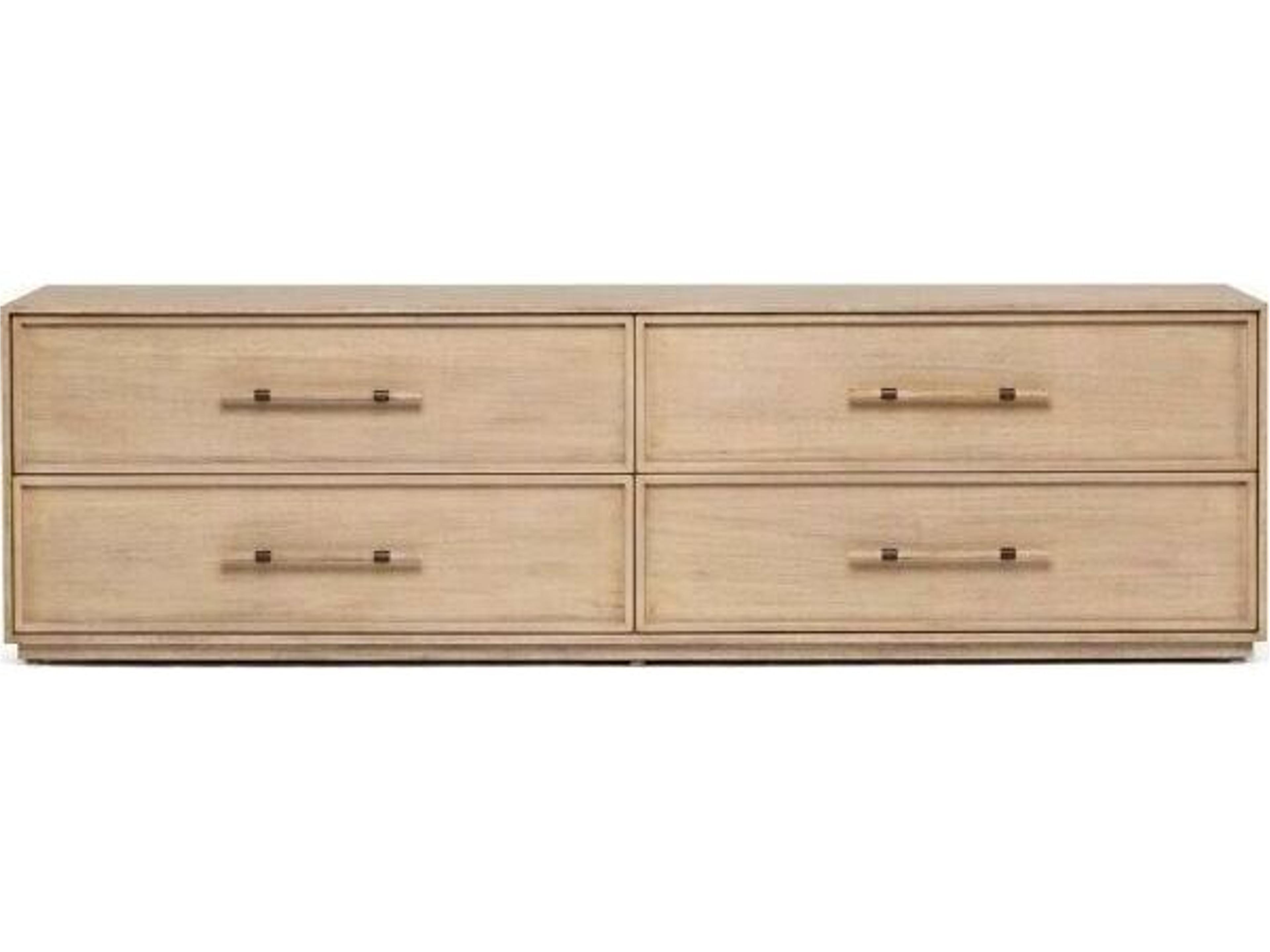 Interlude Home Clement 4-Drawers Natural Mahogany Wood Double Dresser