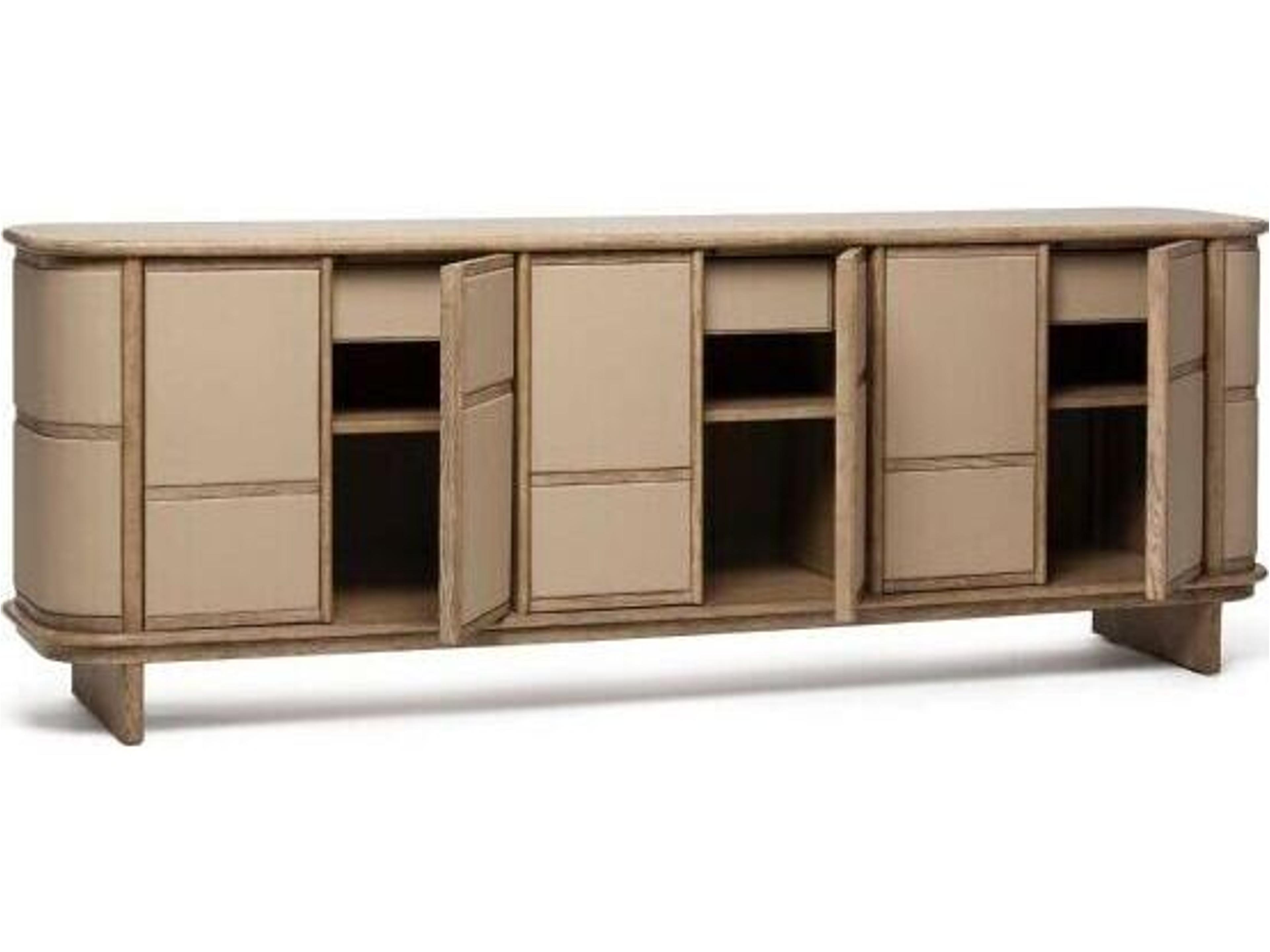 Interlude Home Guilford 84" Washed Taupe Cream Latte Media Console