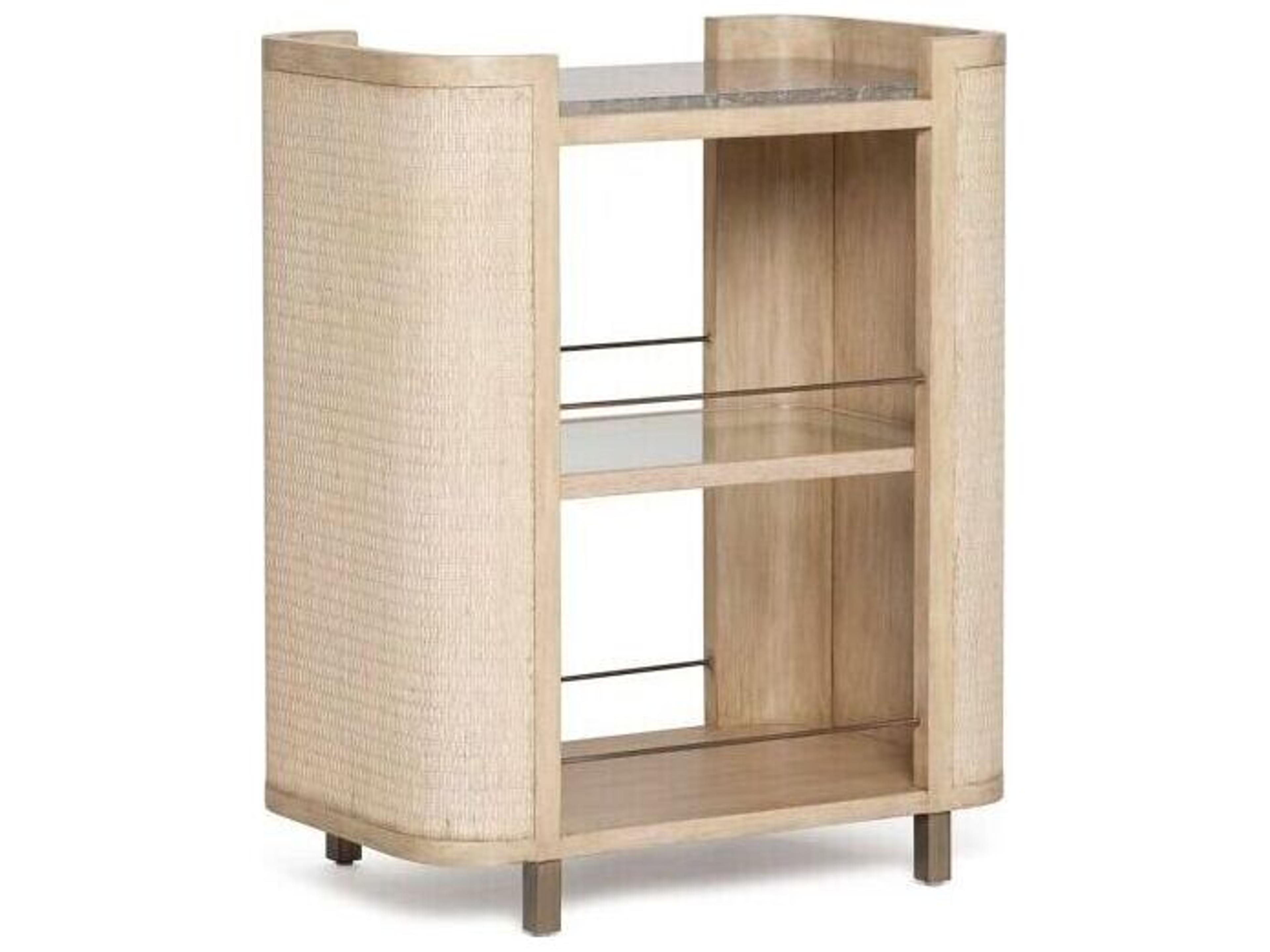 Harperly Marble Natural Washed Taupe Fossil Satin Aged Bronze Bar Cart