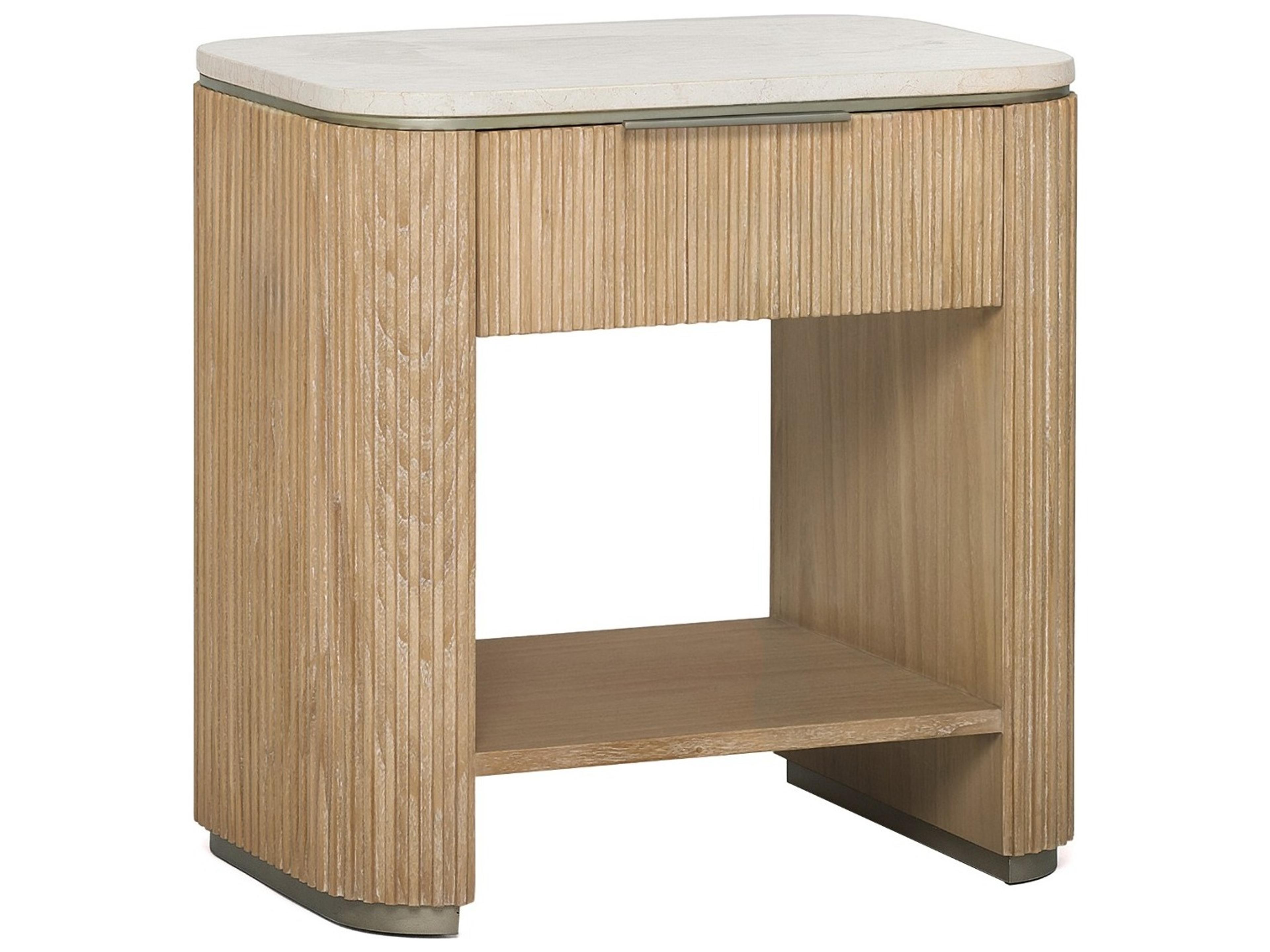 Morrison 1-Drawer Beige Mindi Wood Nightstand