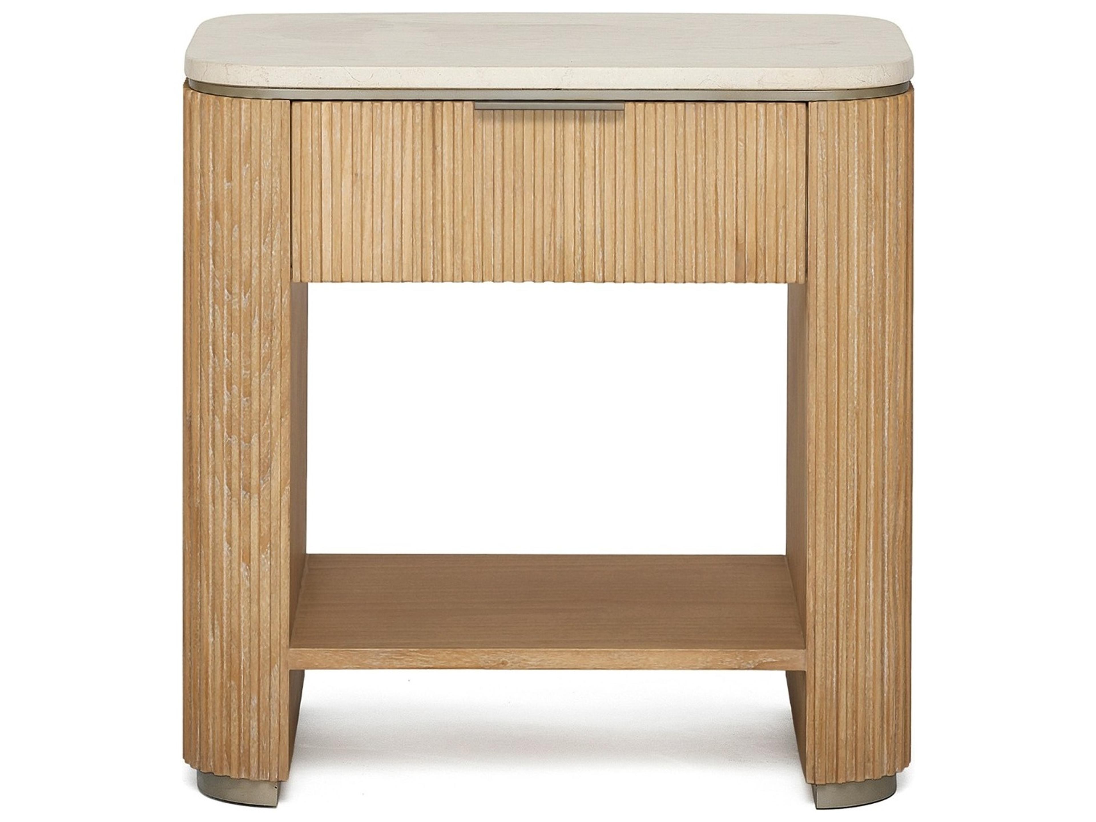 Interlude Home Morrison 1-Drawer Beige Mindi Wood Nightstand