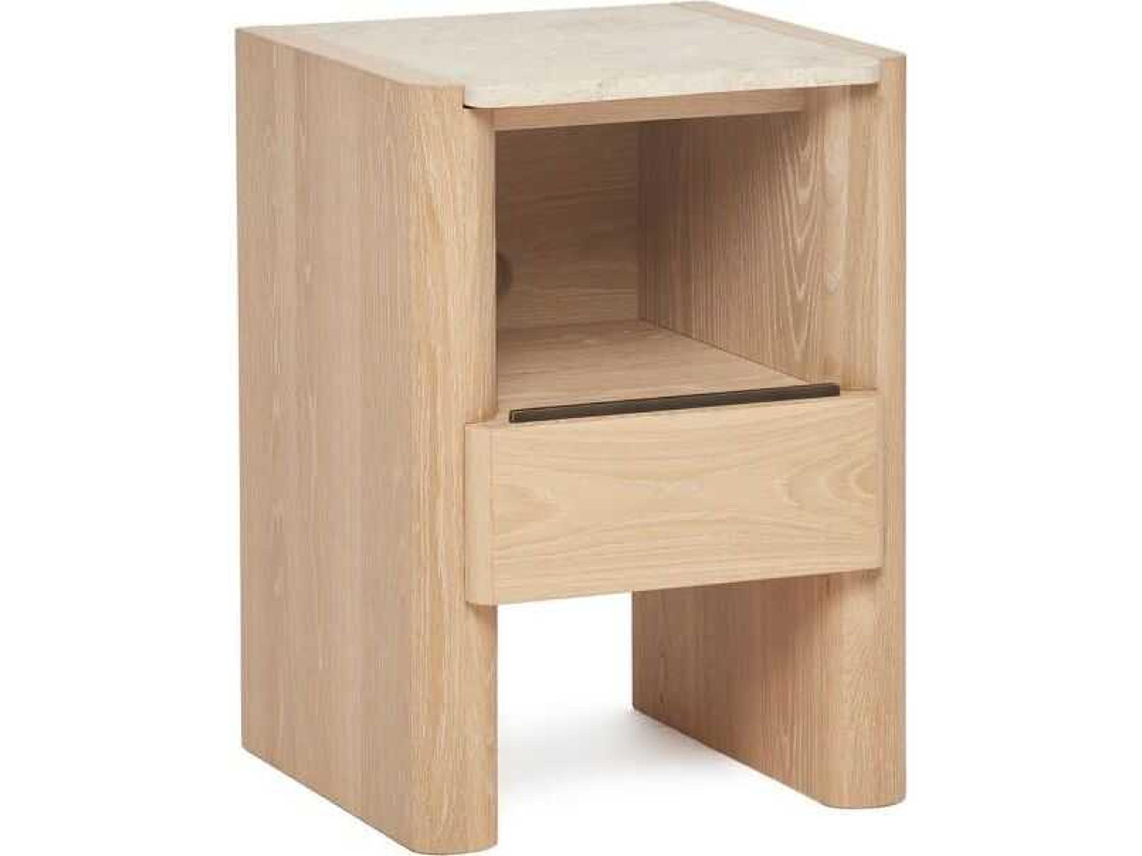 Arden 1-Drawer Natural Oak Wood Nightstand