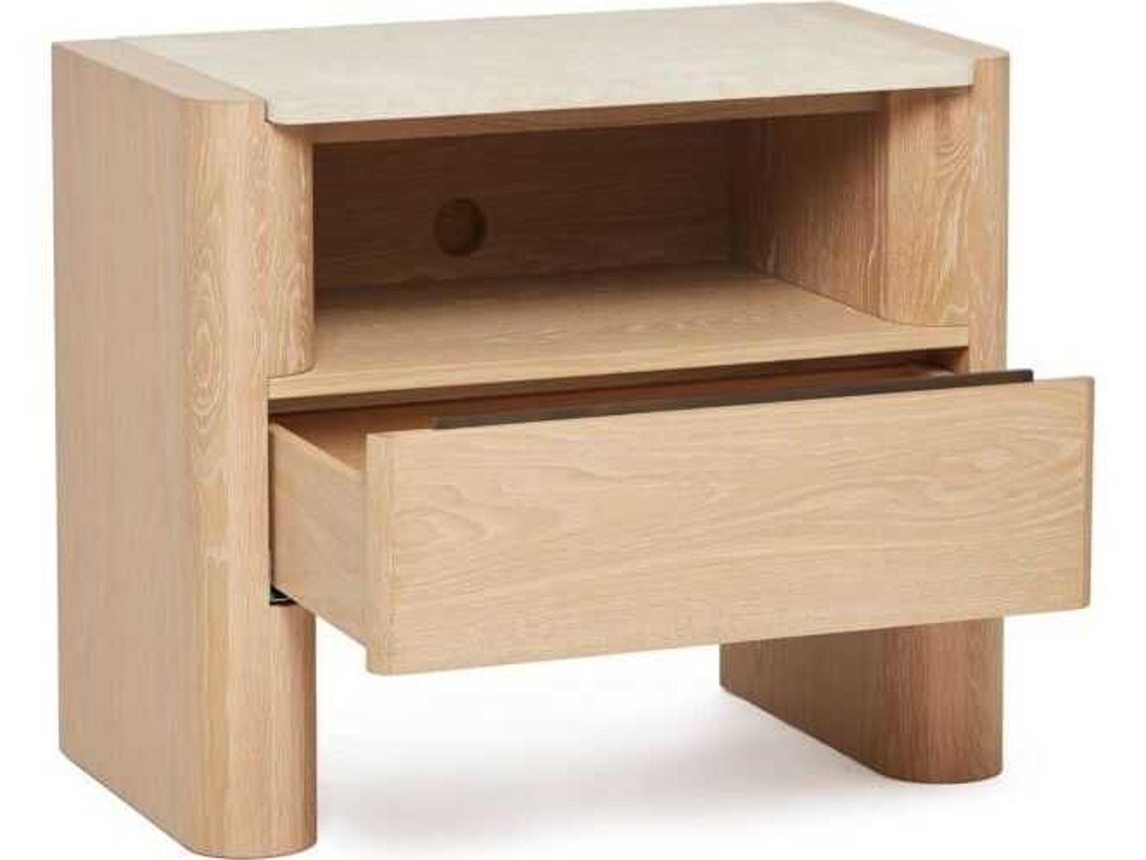 Interlude Home Arden 1-Drawer Natural Oak Wood Nightstand