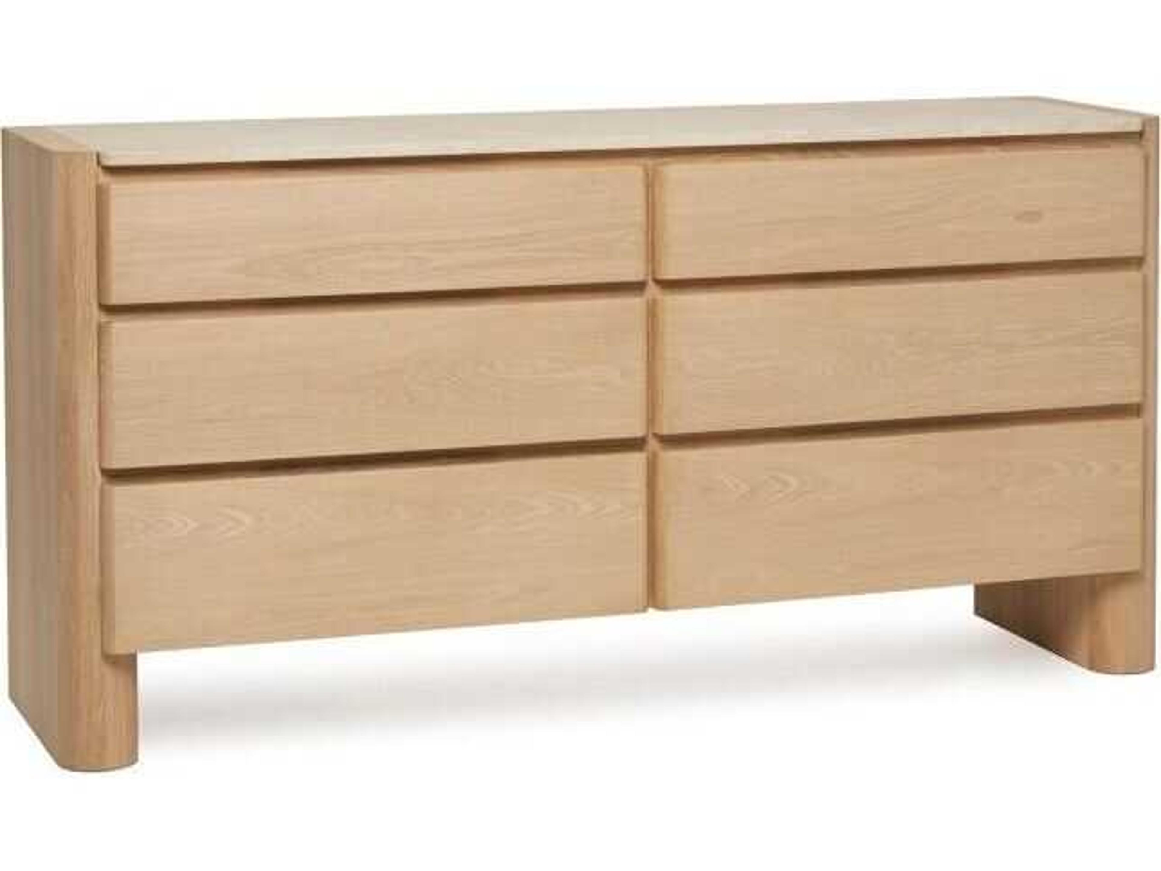 Arden 6-Drawers Natural Oak Wood Double Dresser