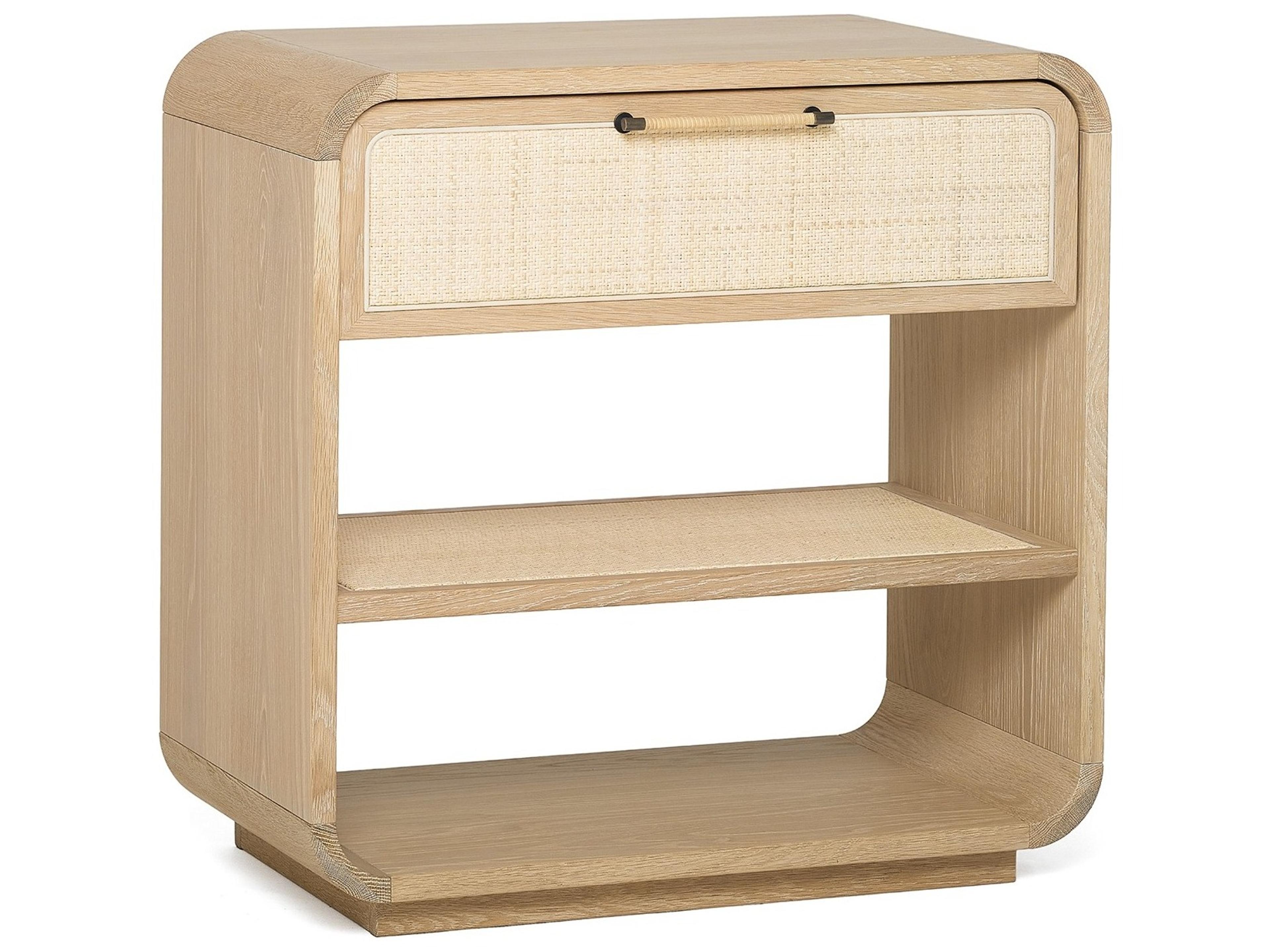 Marsh 1-Drawer Beige Oak Wood Nightstand