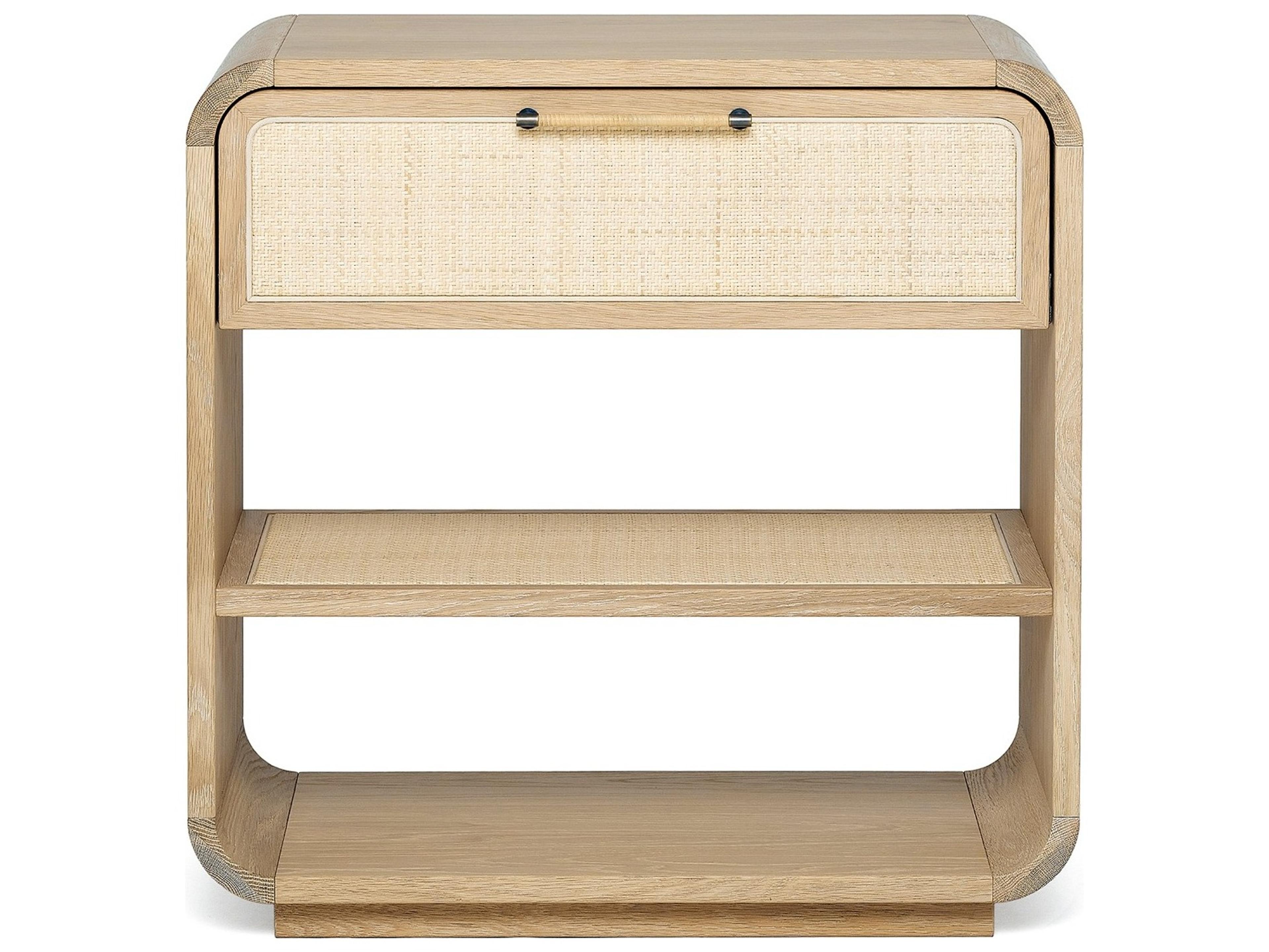 Interlude Home Marsh 1-Drawer Beige Oak Wood Nightstand