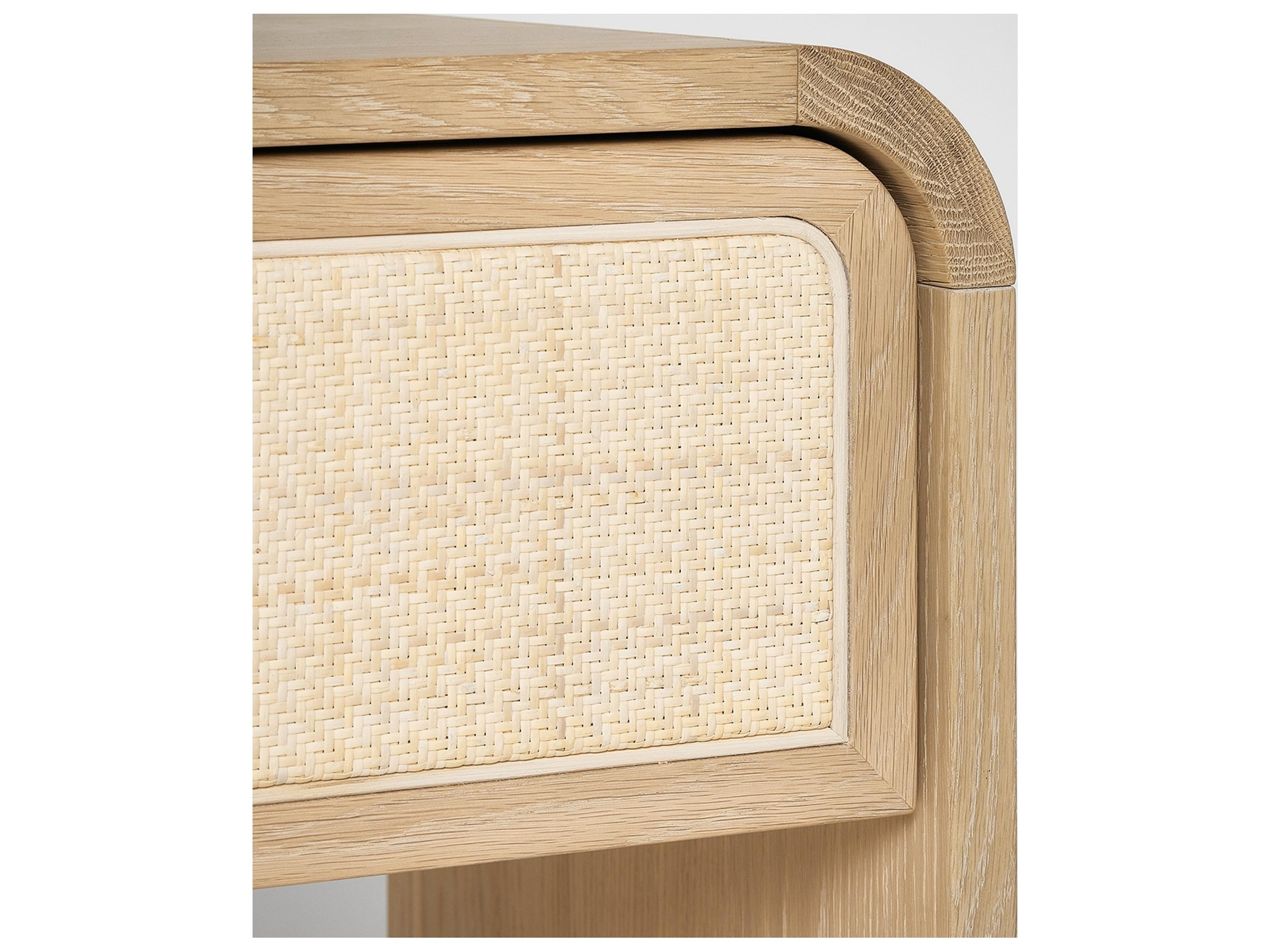 Interlude Home Marsh 1-Drawer Beige Oak Wood Nightstand