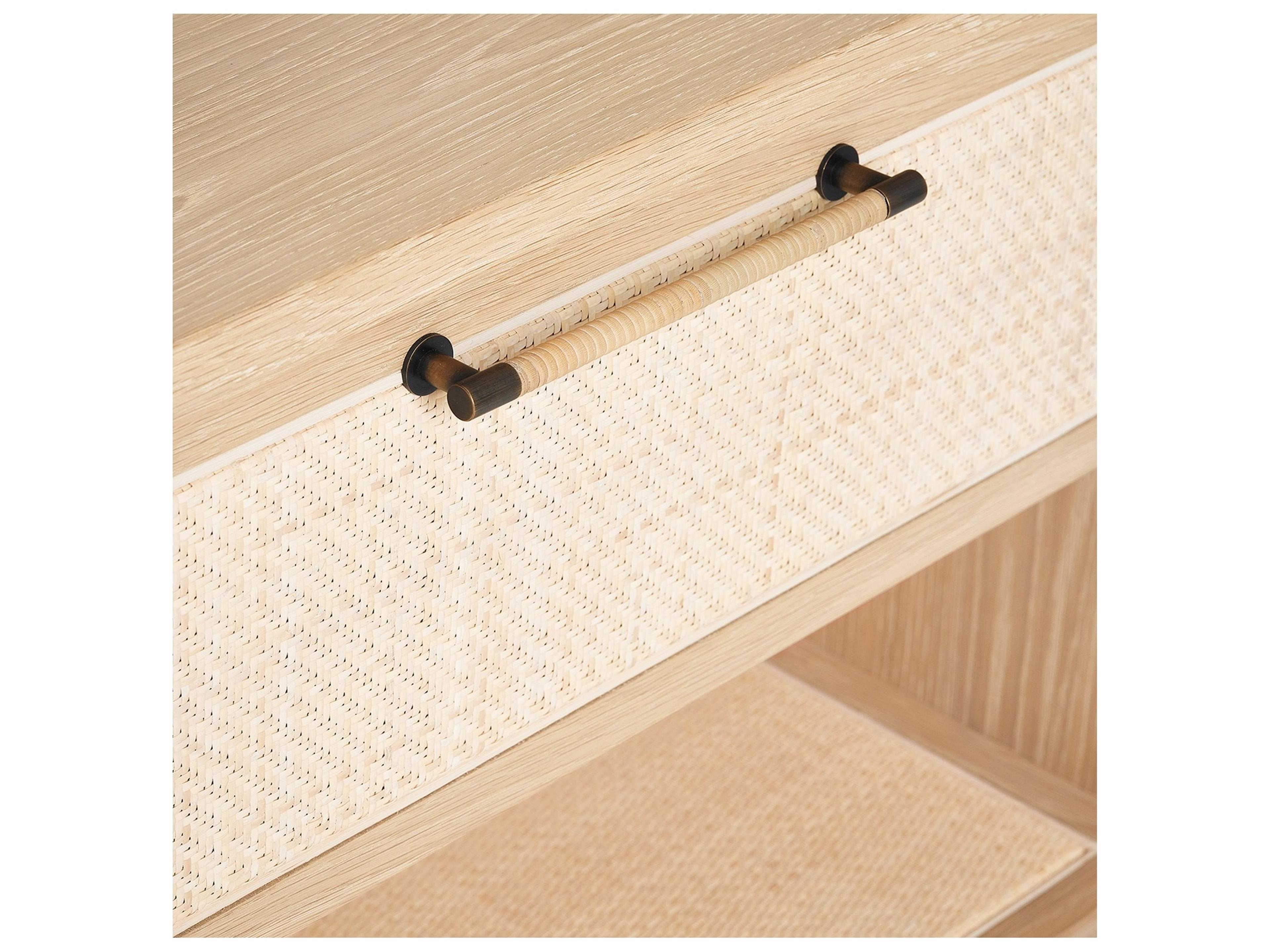 Interlude Home Marsh 1-Drawer Beige Oak Wood Nightstand