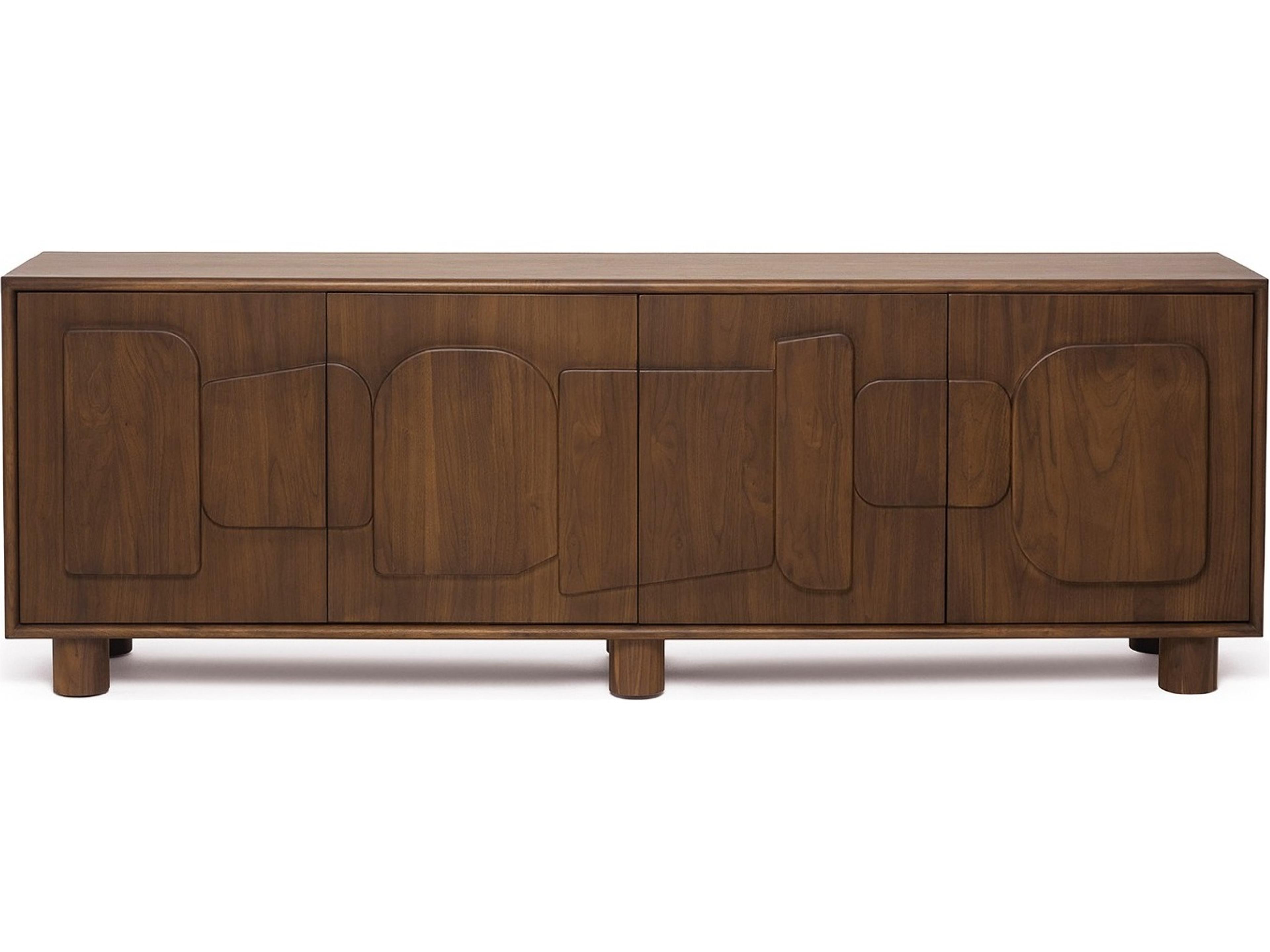Interlude Home August 90" Walnut Wood Classic Sideboard