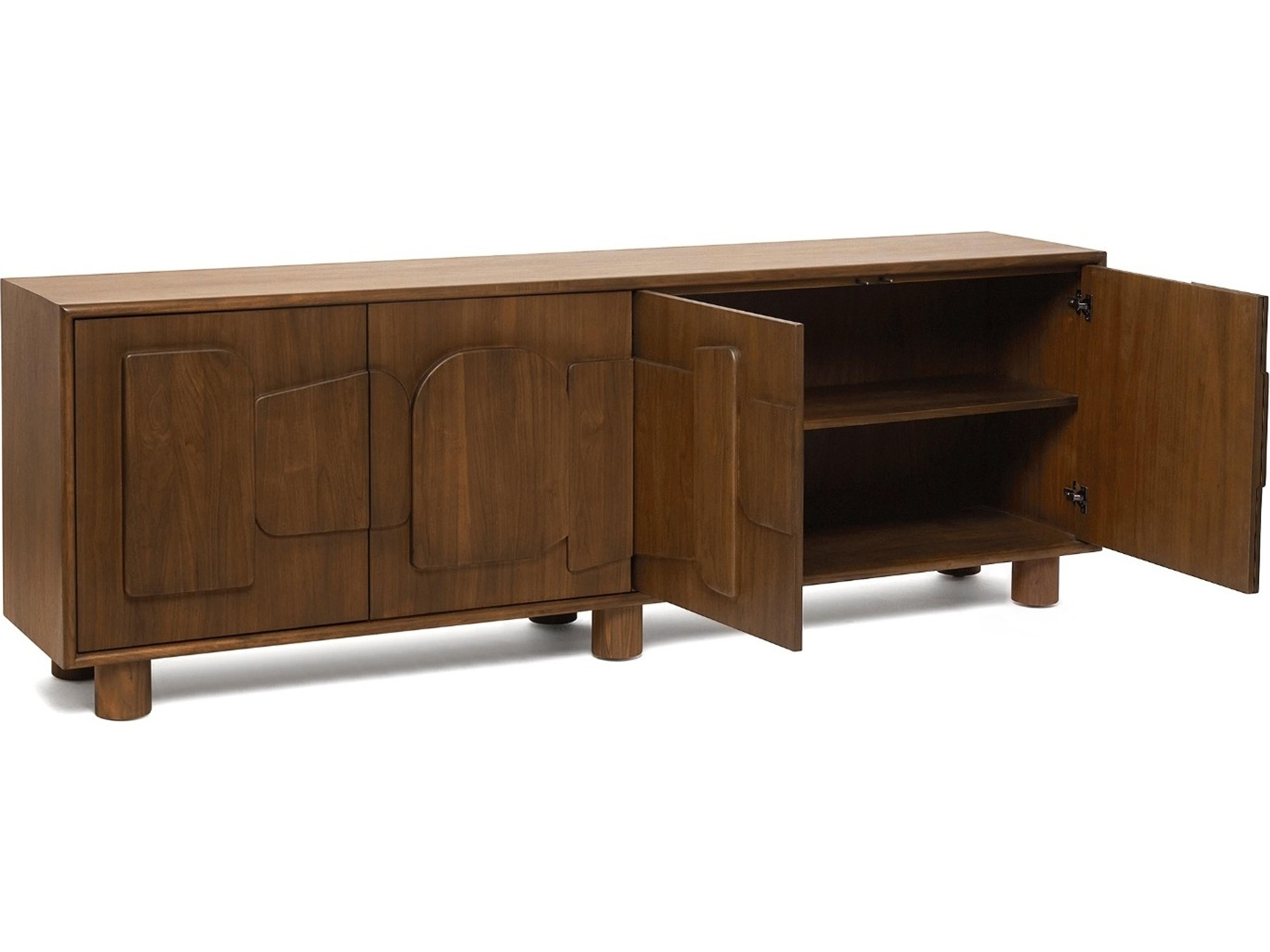 Interlude Home August 90" Walnut Wood Classic Sideboard