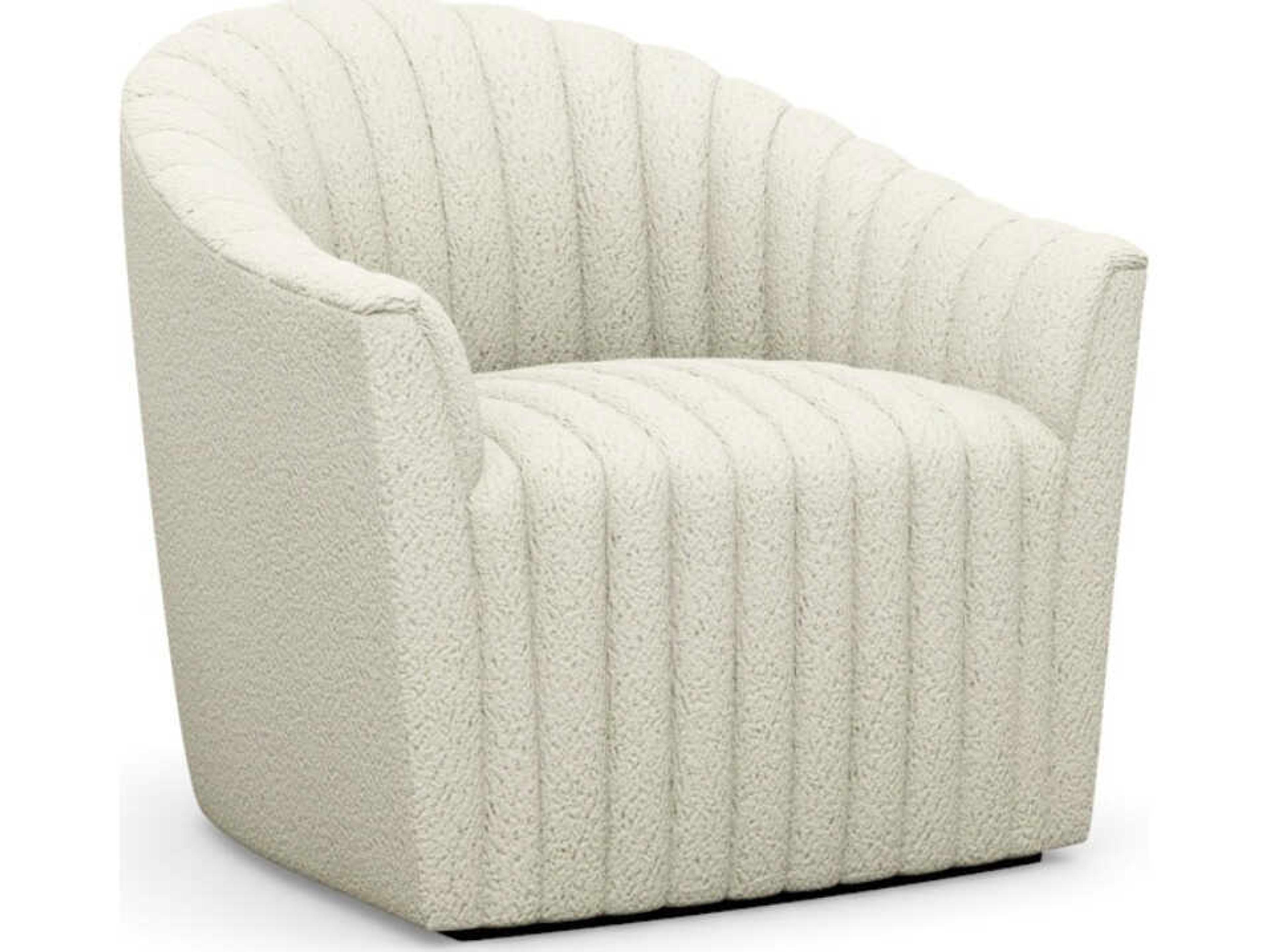 Channel Swivel Cream Faux Leather Accent Chair