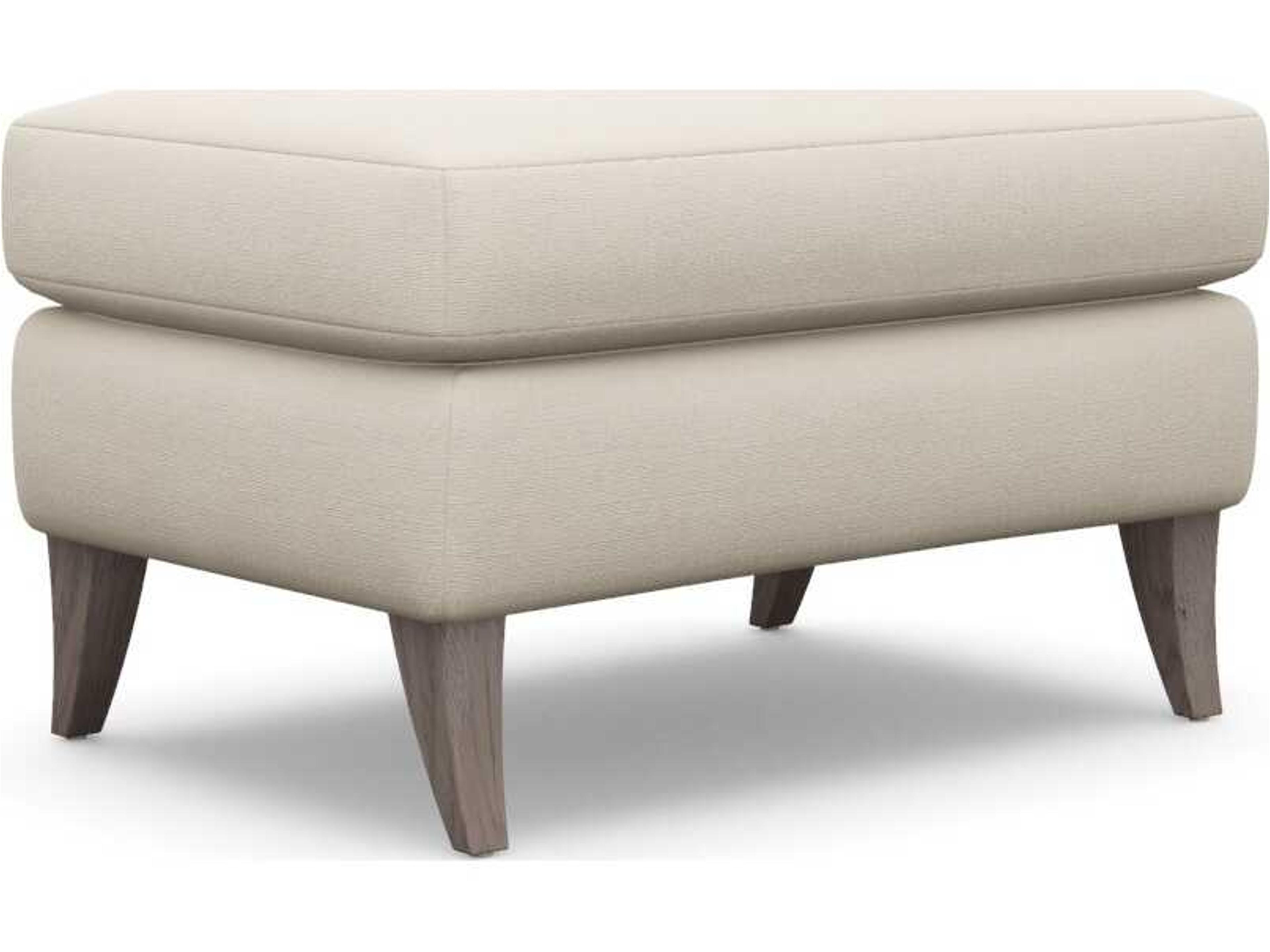 Kelsey Pearl Icy Grey Cream Upholstered Ottoman