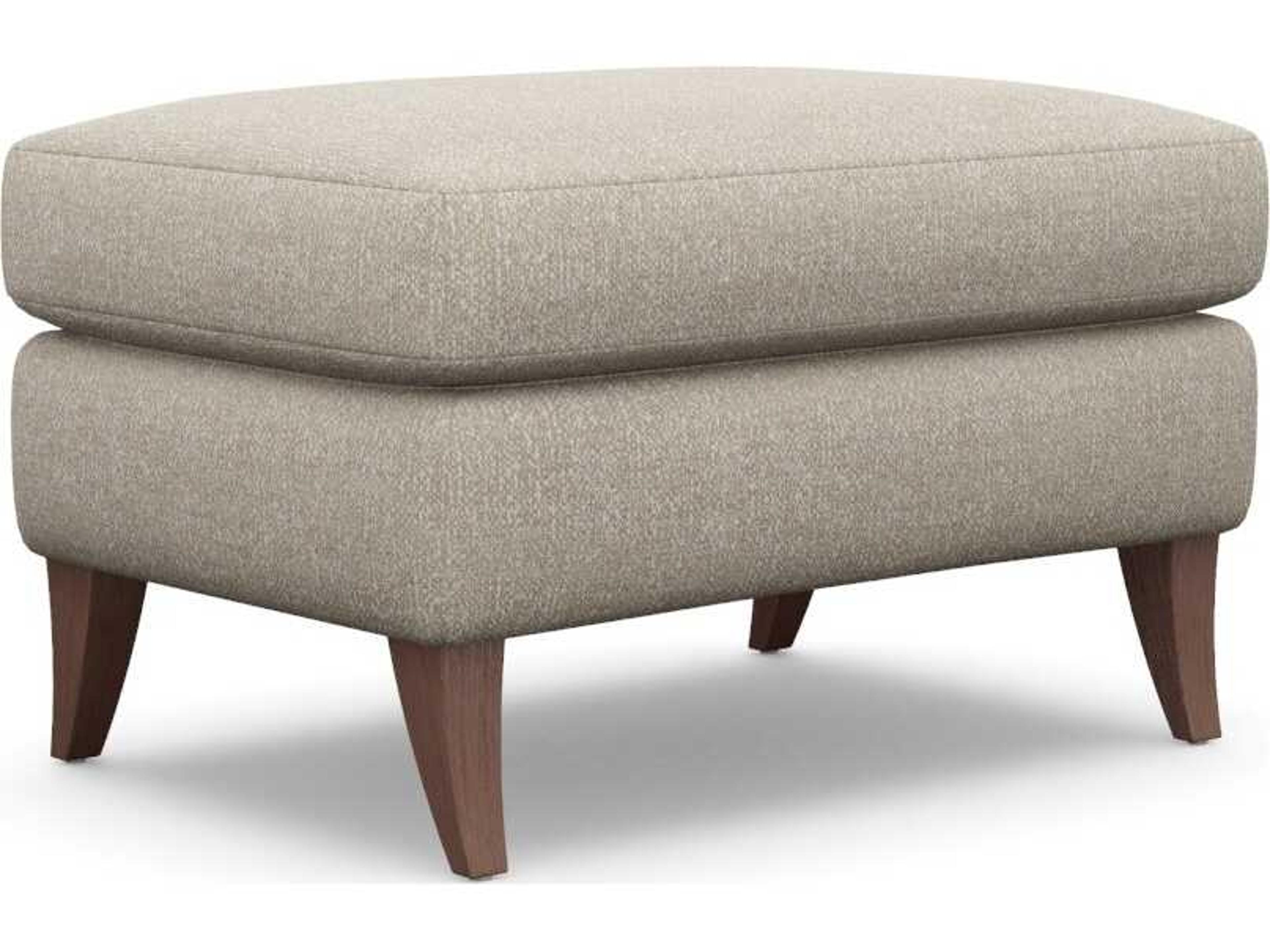 Interlude Home Kelsey Wheat Light Grey Beige Upholstered Ottoman