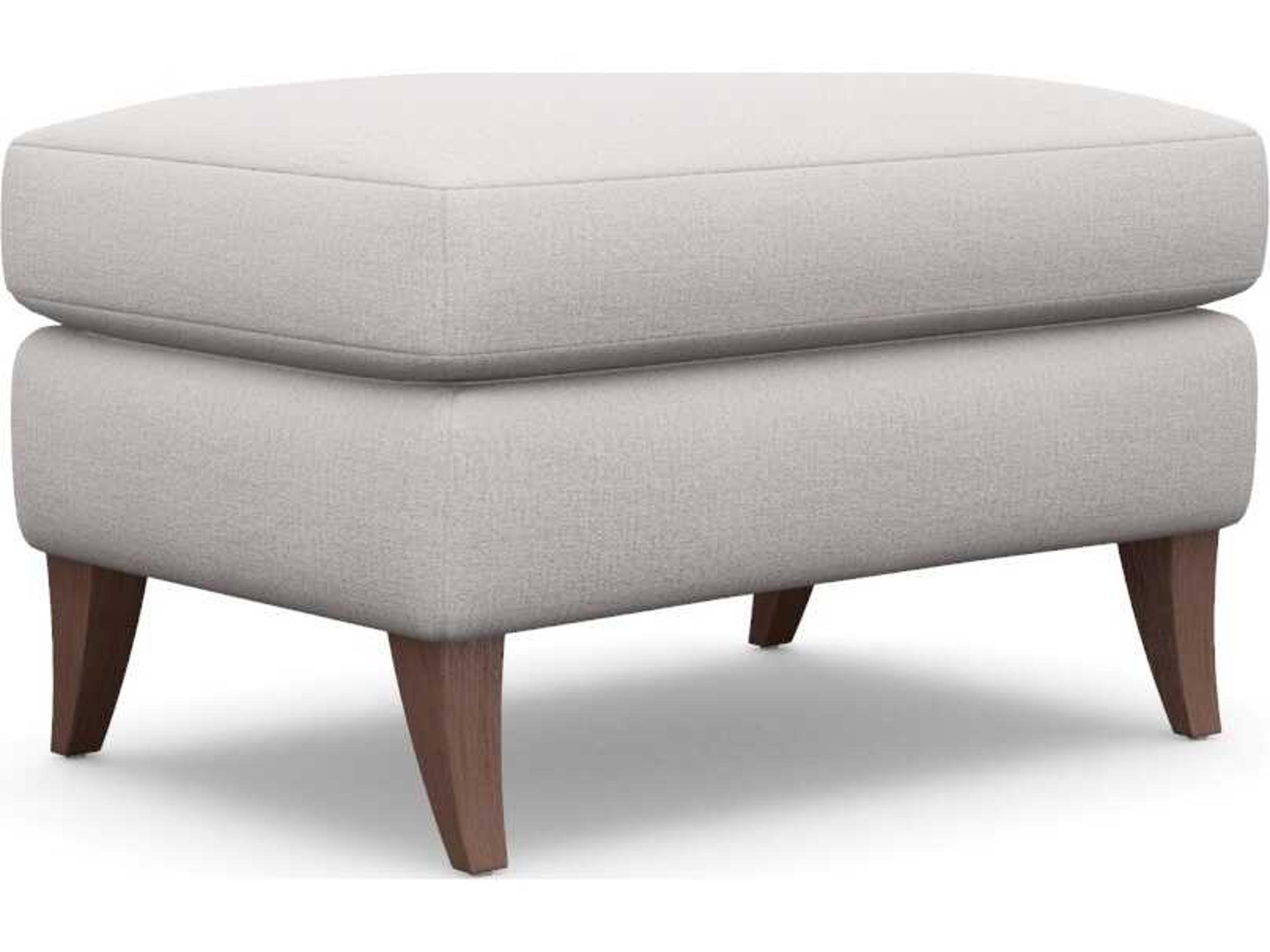 Kelsey Bungalow Walnut Beige Upholstered Ottoman