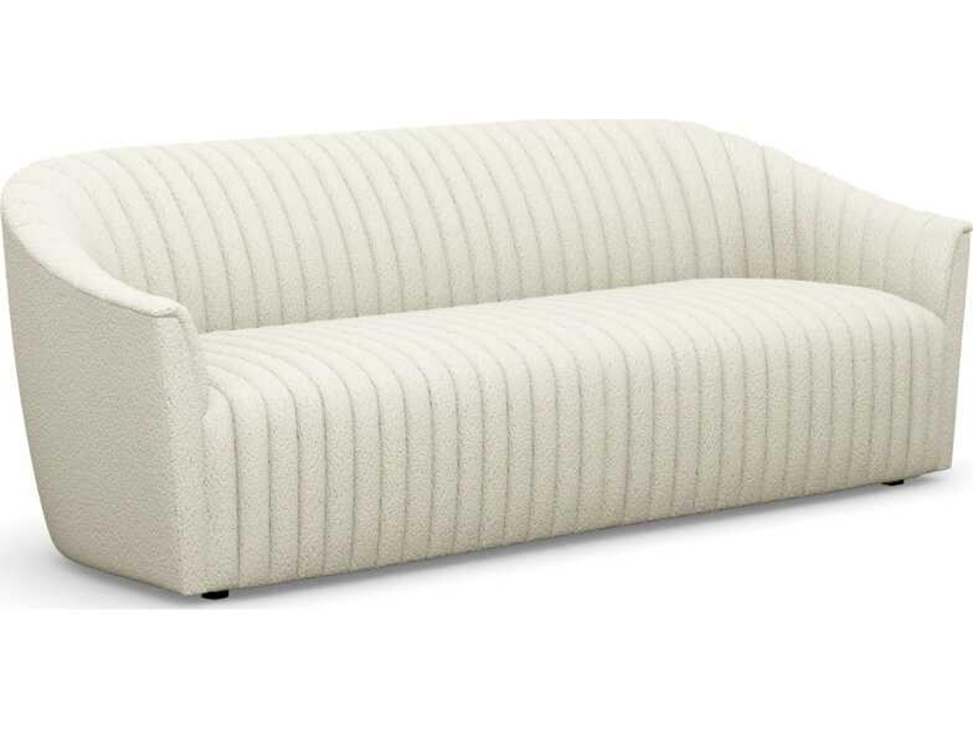Channel Down White Upholstered Sofa