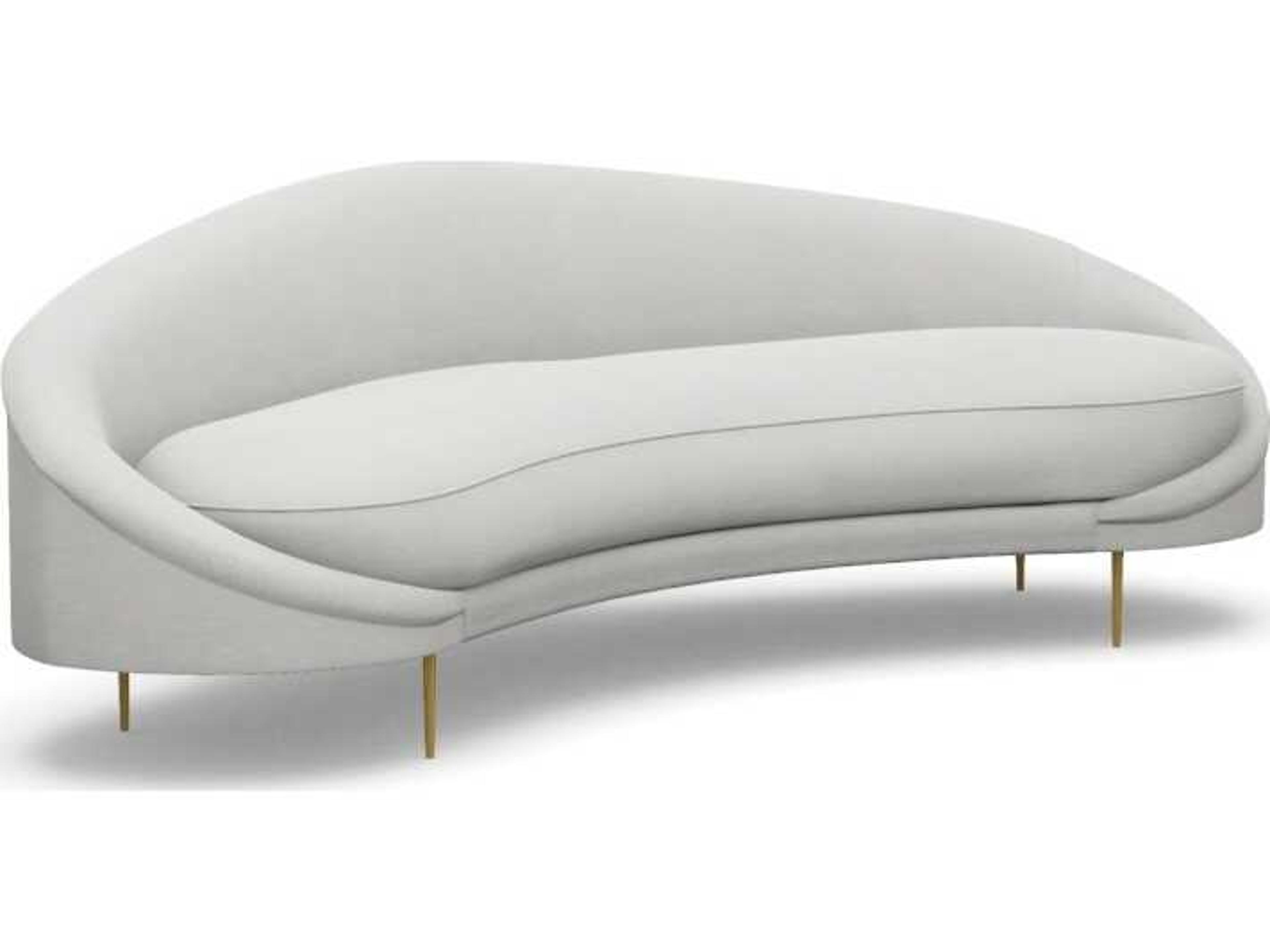 Ava Fresco Polished Brass Beige Faux Leather Sofa