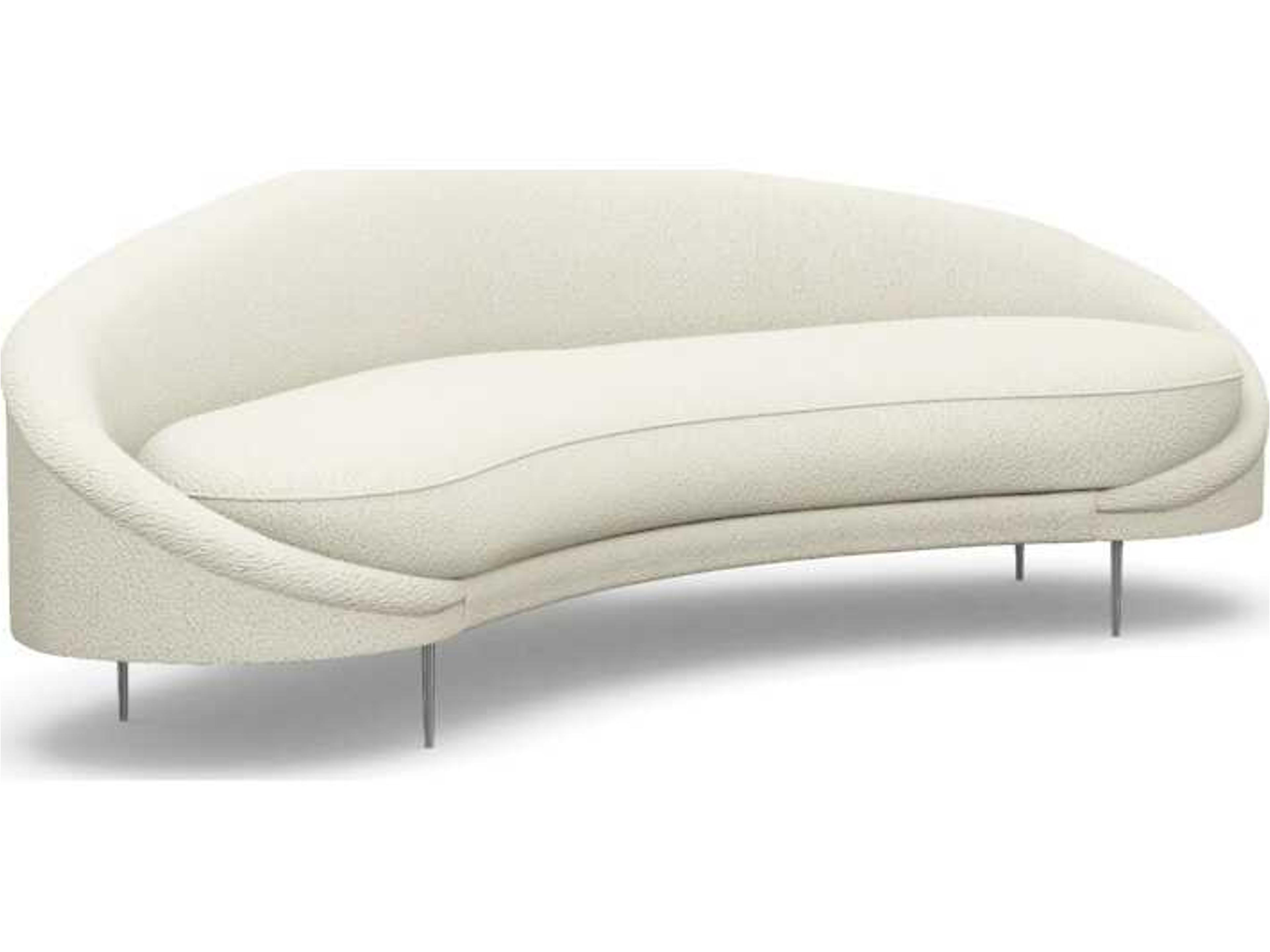 Ava Down Polished Nickel White Faux Leather Sofa