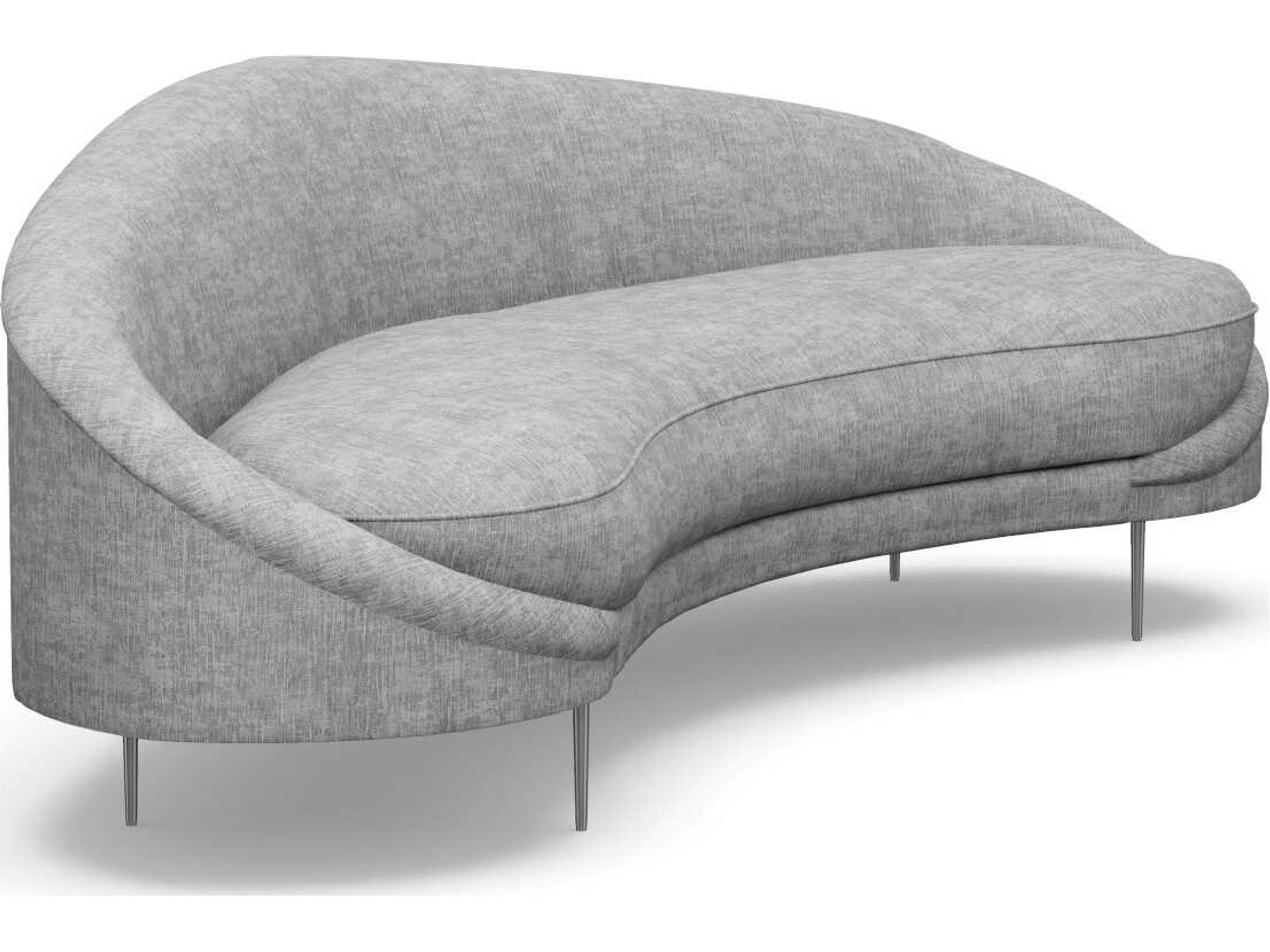 Ava Feather Polished Nickel Gray Upholstered Sofa