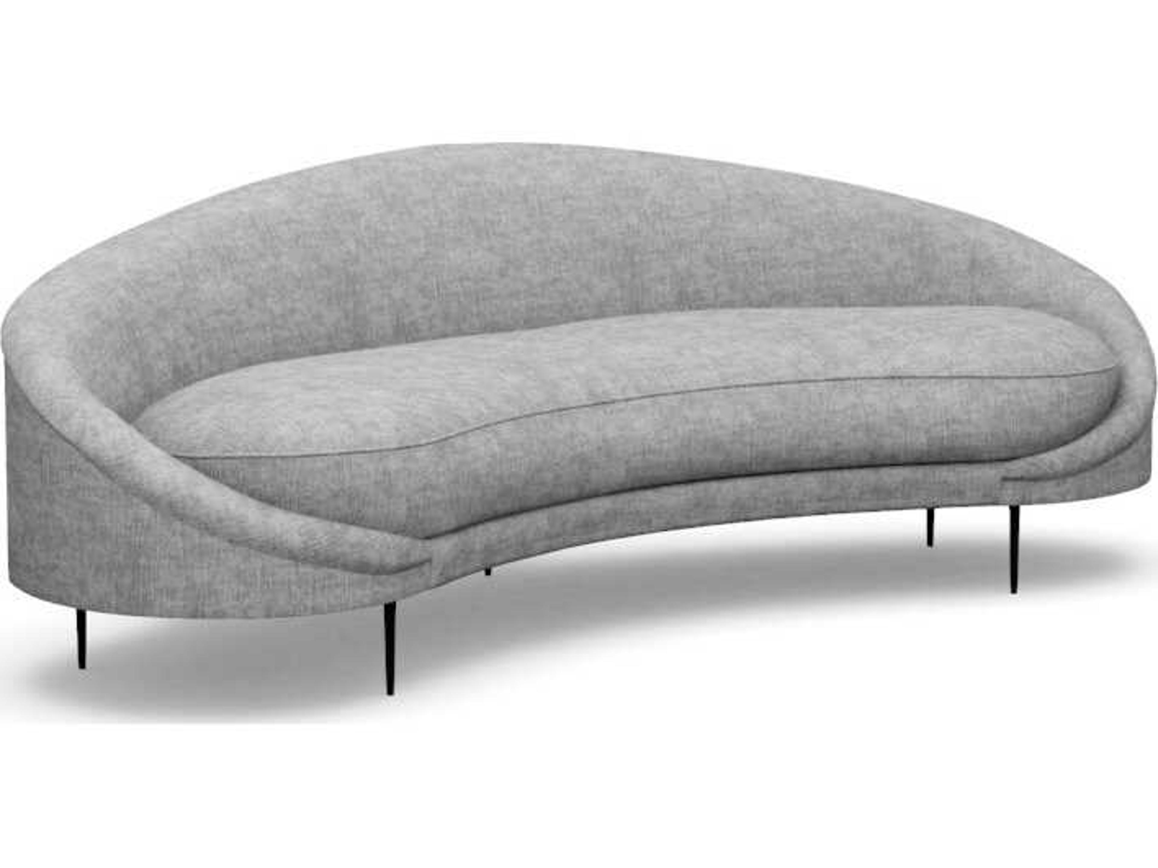 Ava Feather Polished Nickel Gray Upholstered Sofa