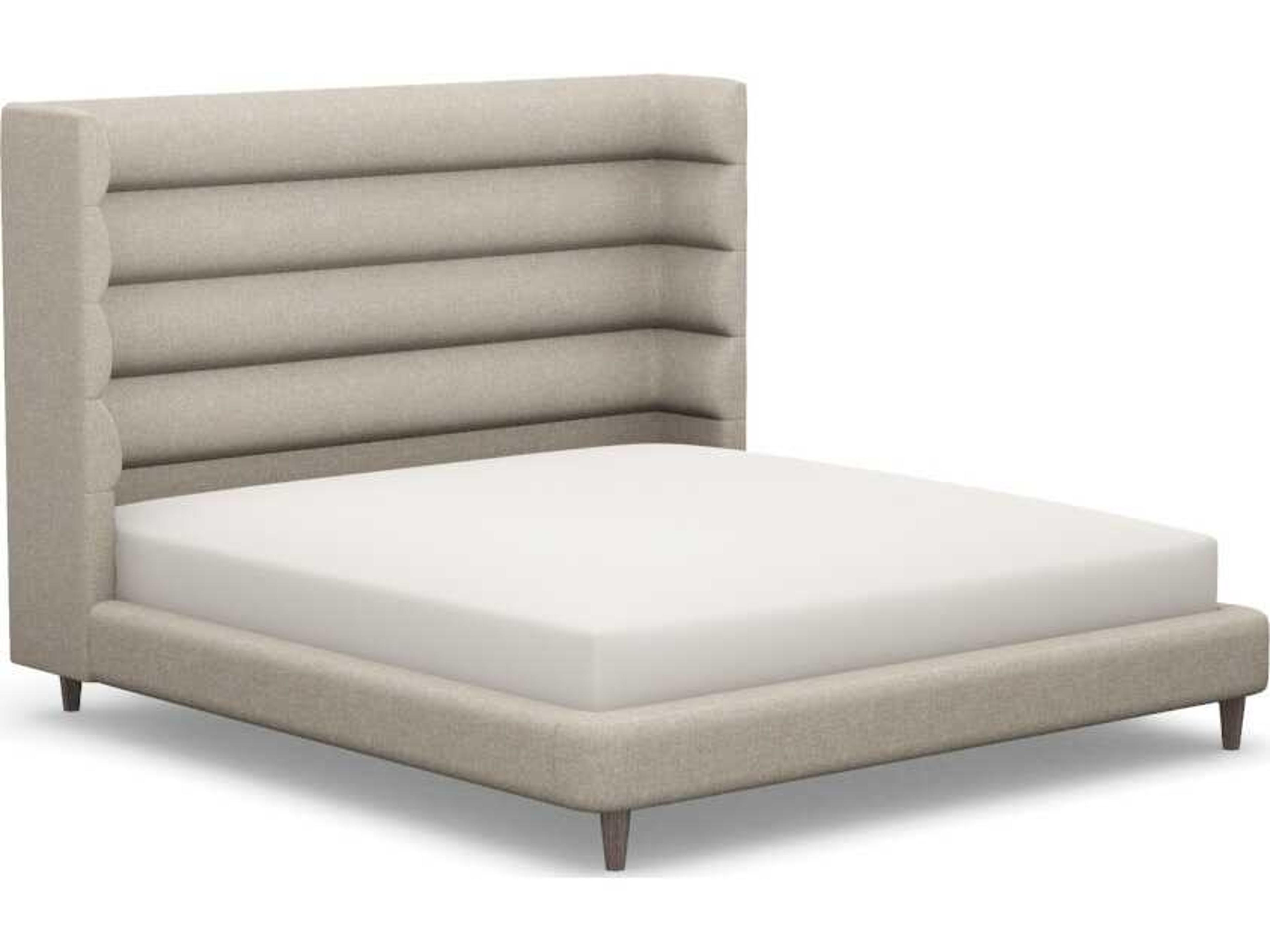 Ornette Beige Hardwood Upholstered King Platform Bed