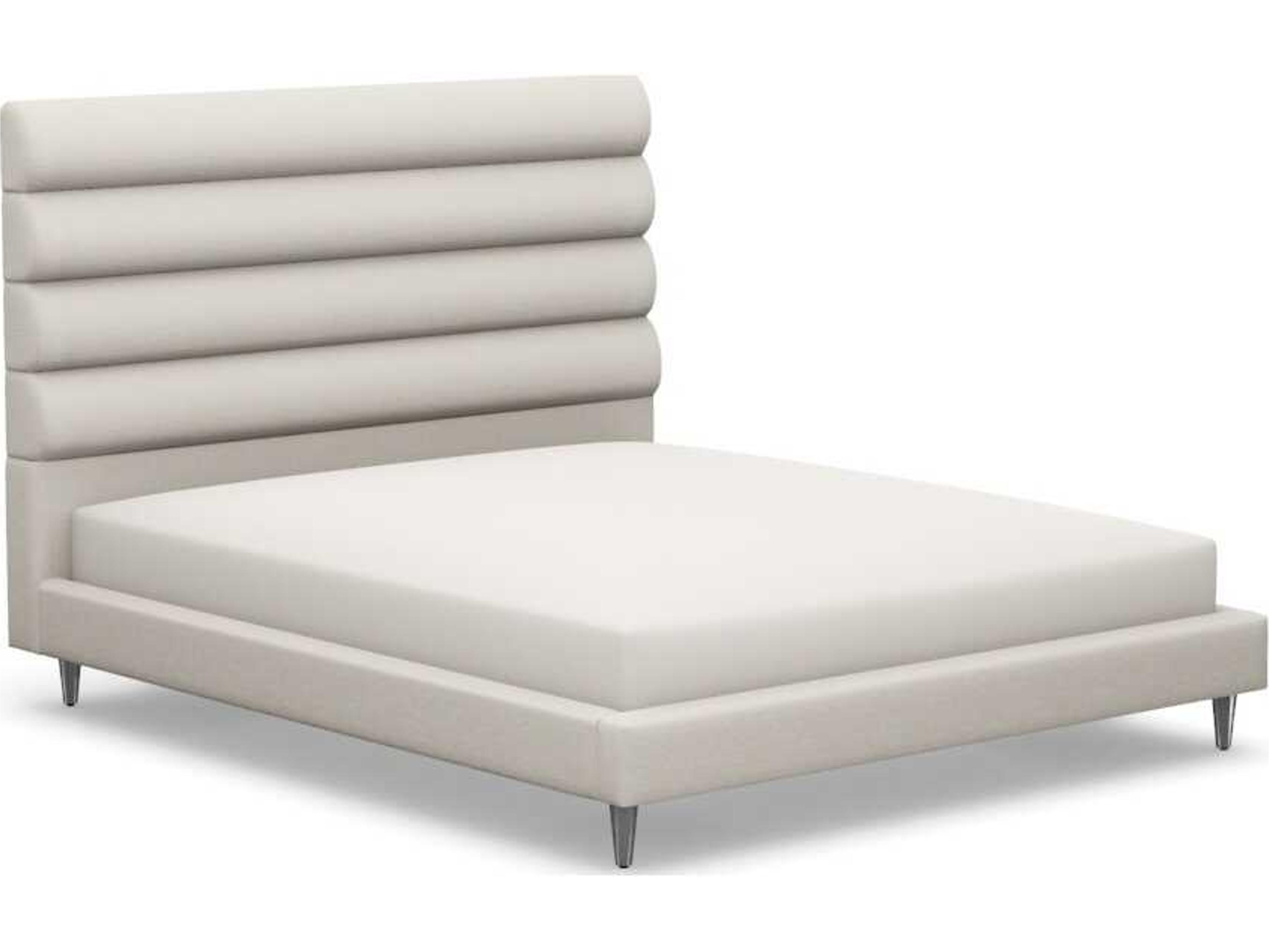 Channel Beige Upholstered California King Platform Bed