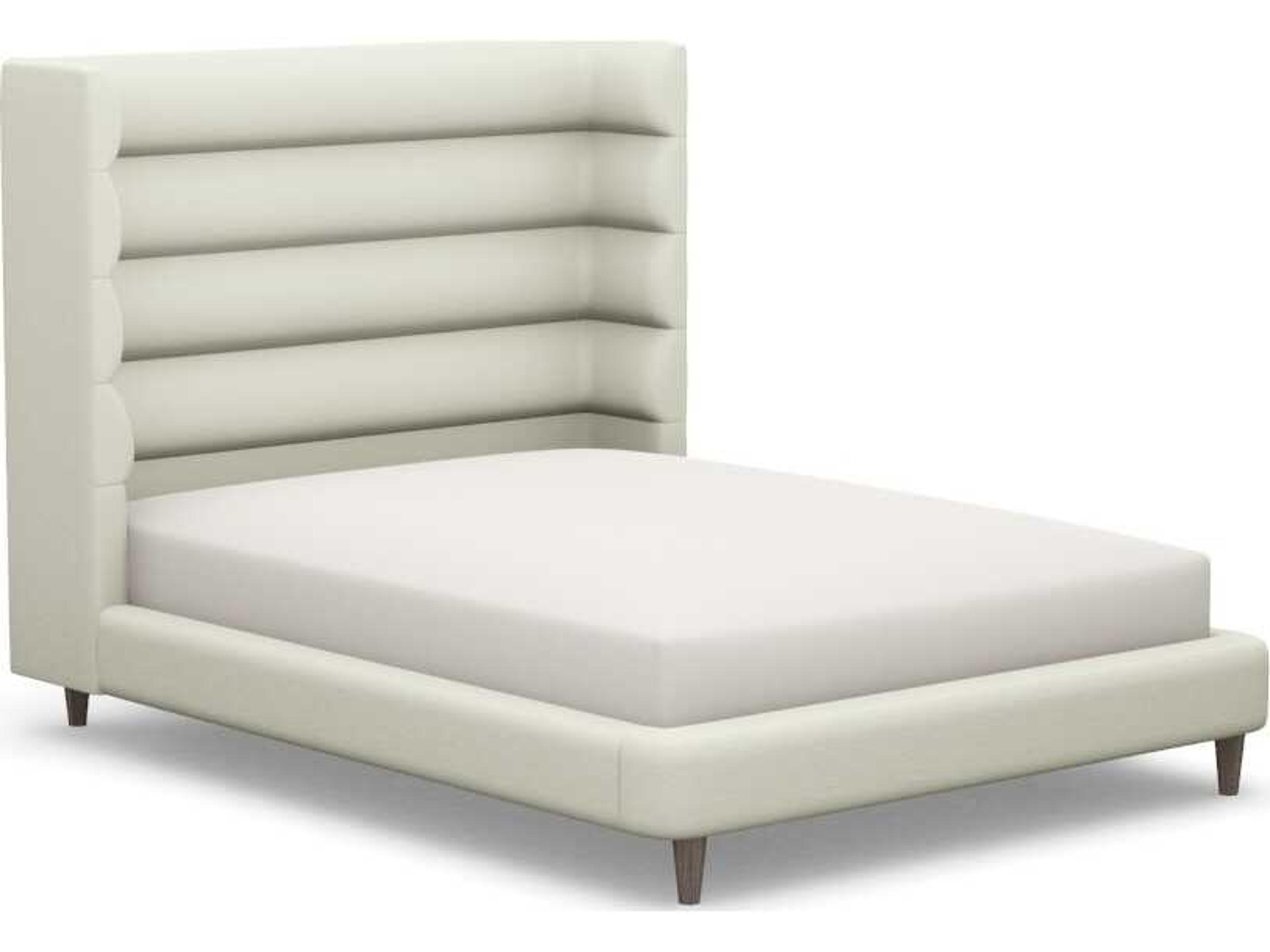 Ornette White Walnut Wood Upholstered Queen Platform Bed