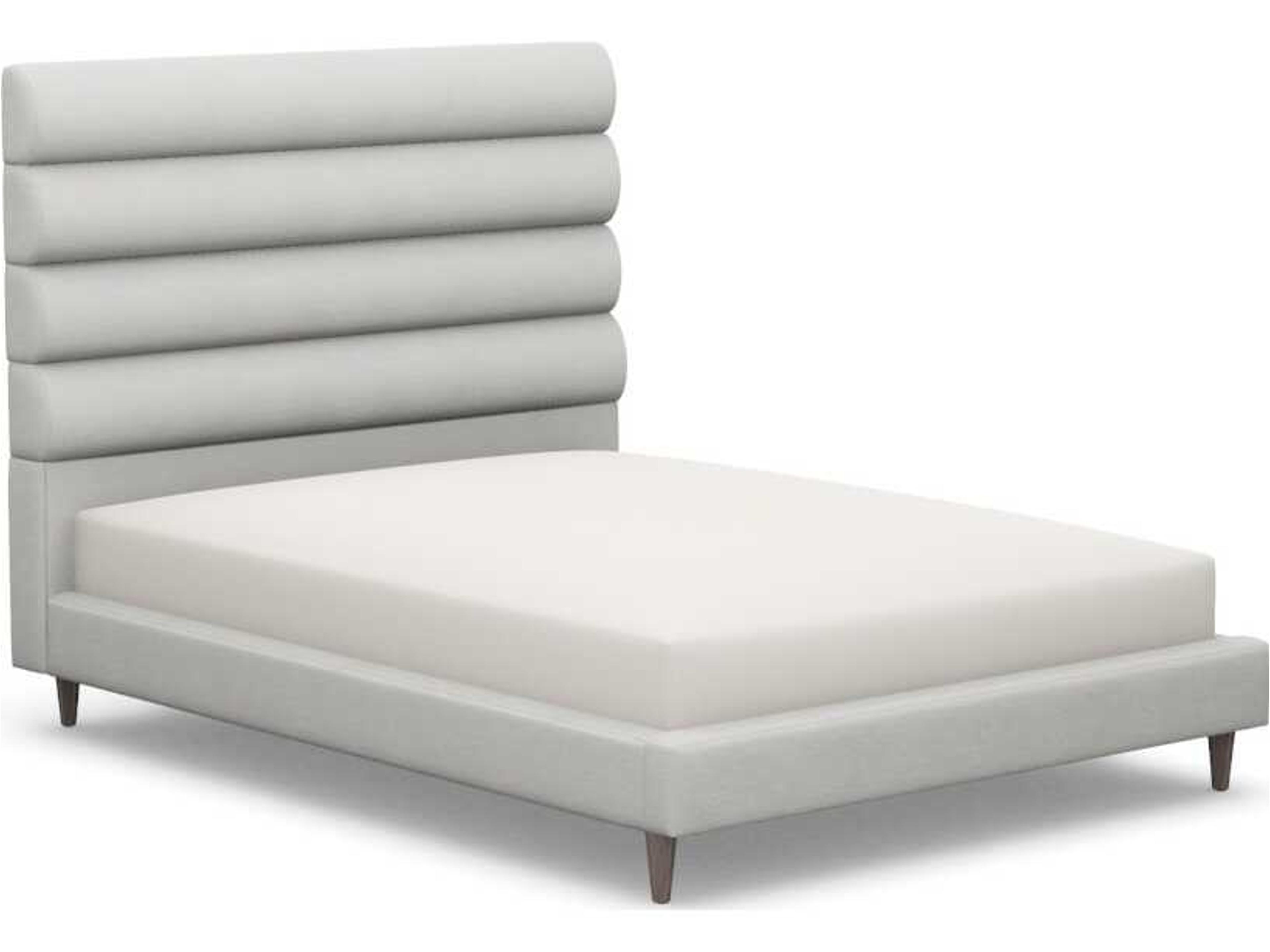 Channel Gray Upholstered Queen Platform Bed