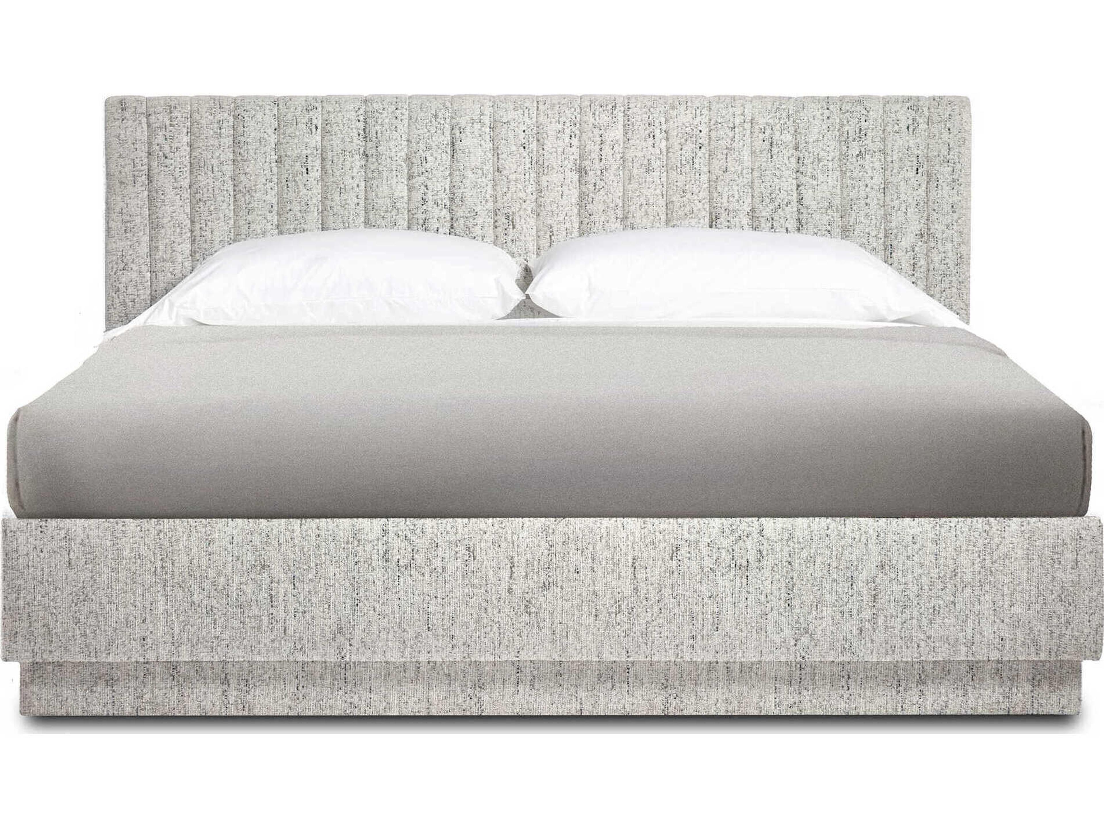 Skylar Maya Jade Gray Upholstered King Platform Bed