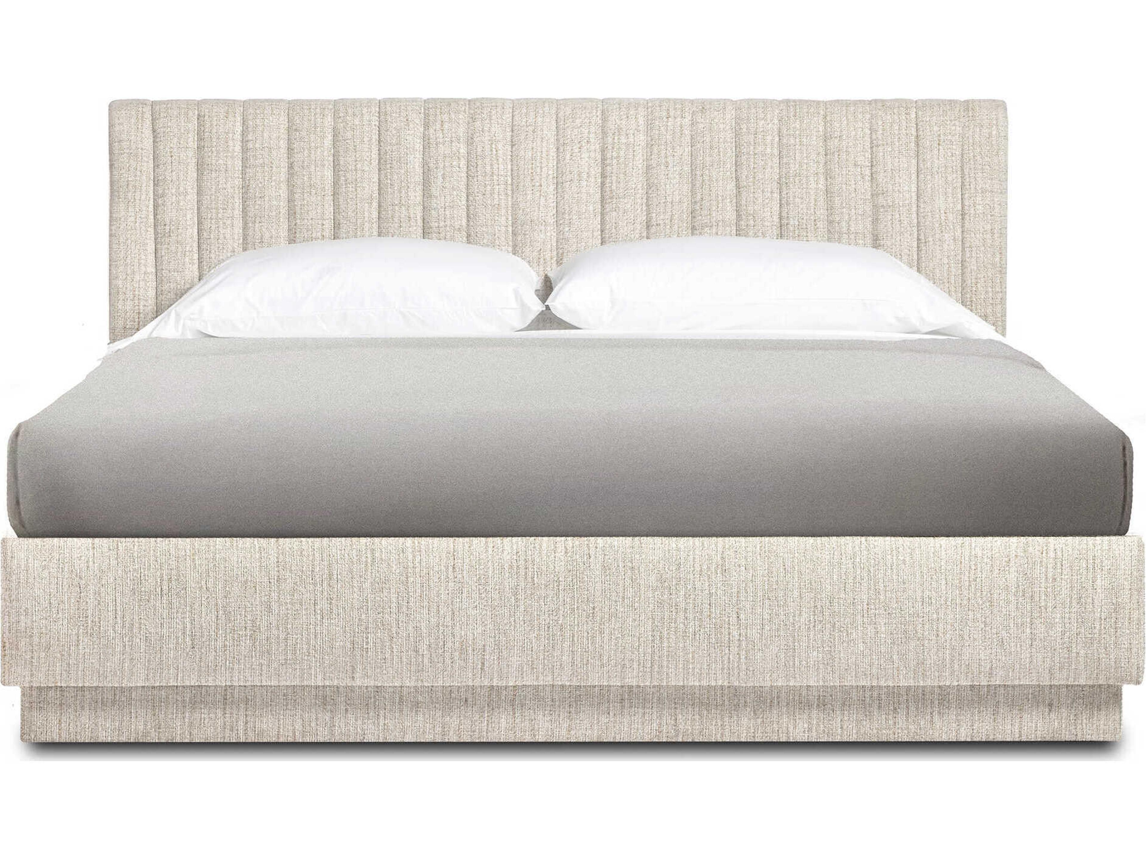Skylar Aria Sand Beige Upholstered King Platform Bed