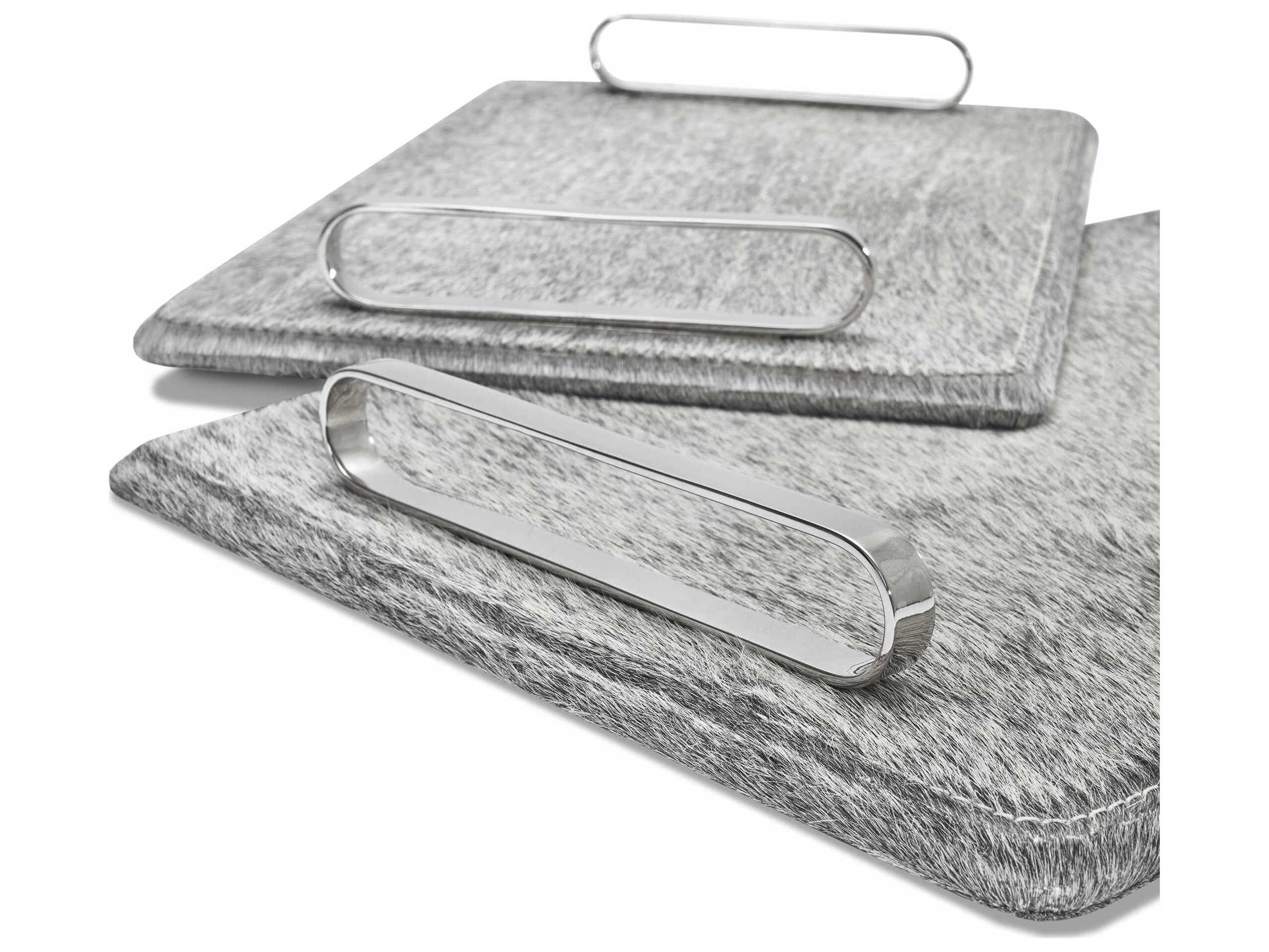 Interlude Home Audrina Natural Hide / Polished Nickel Serving Trays Set of 2
