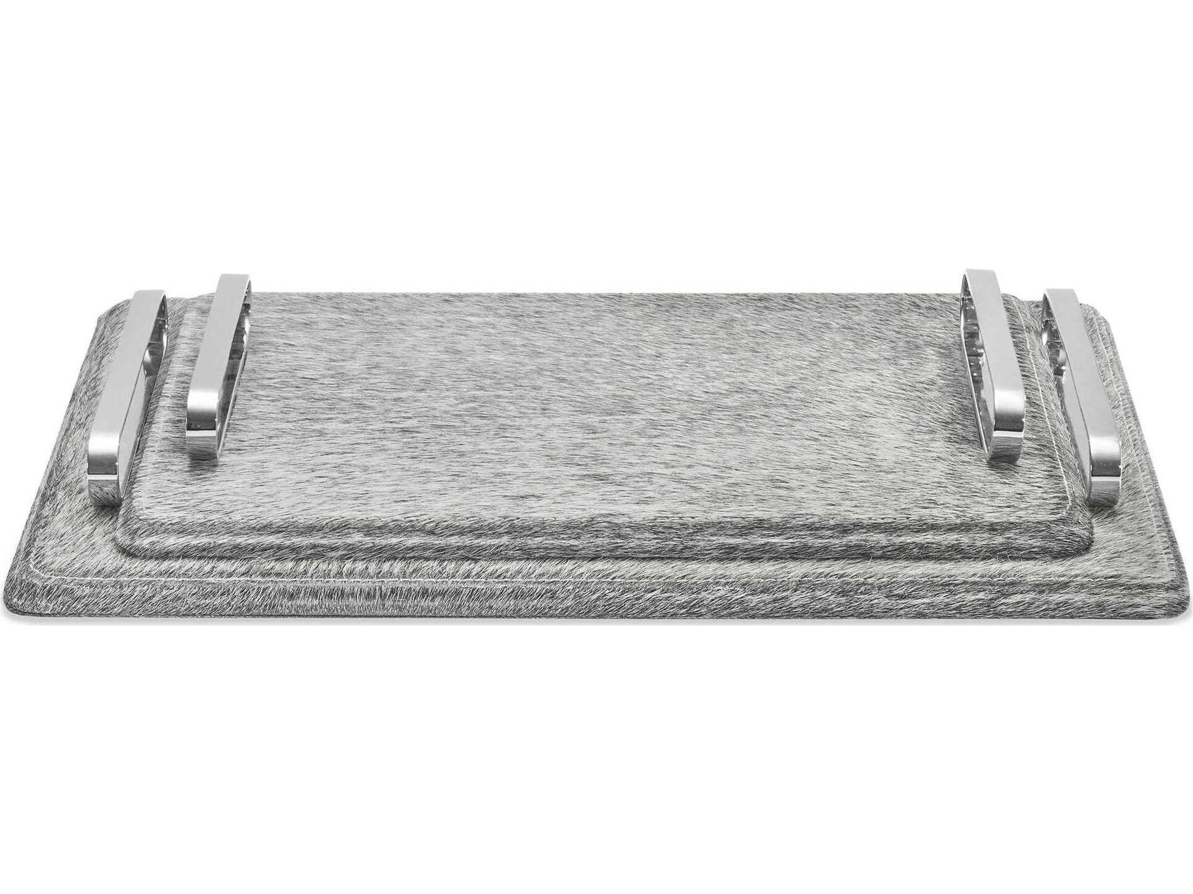 Interlude Home Audrina Natural Hide / Polished Nickel Serving Trays Set of 2
