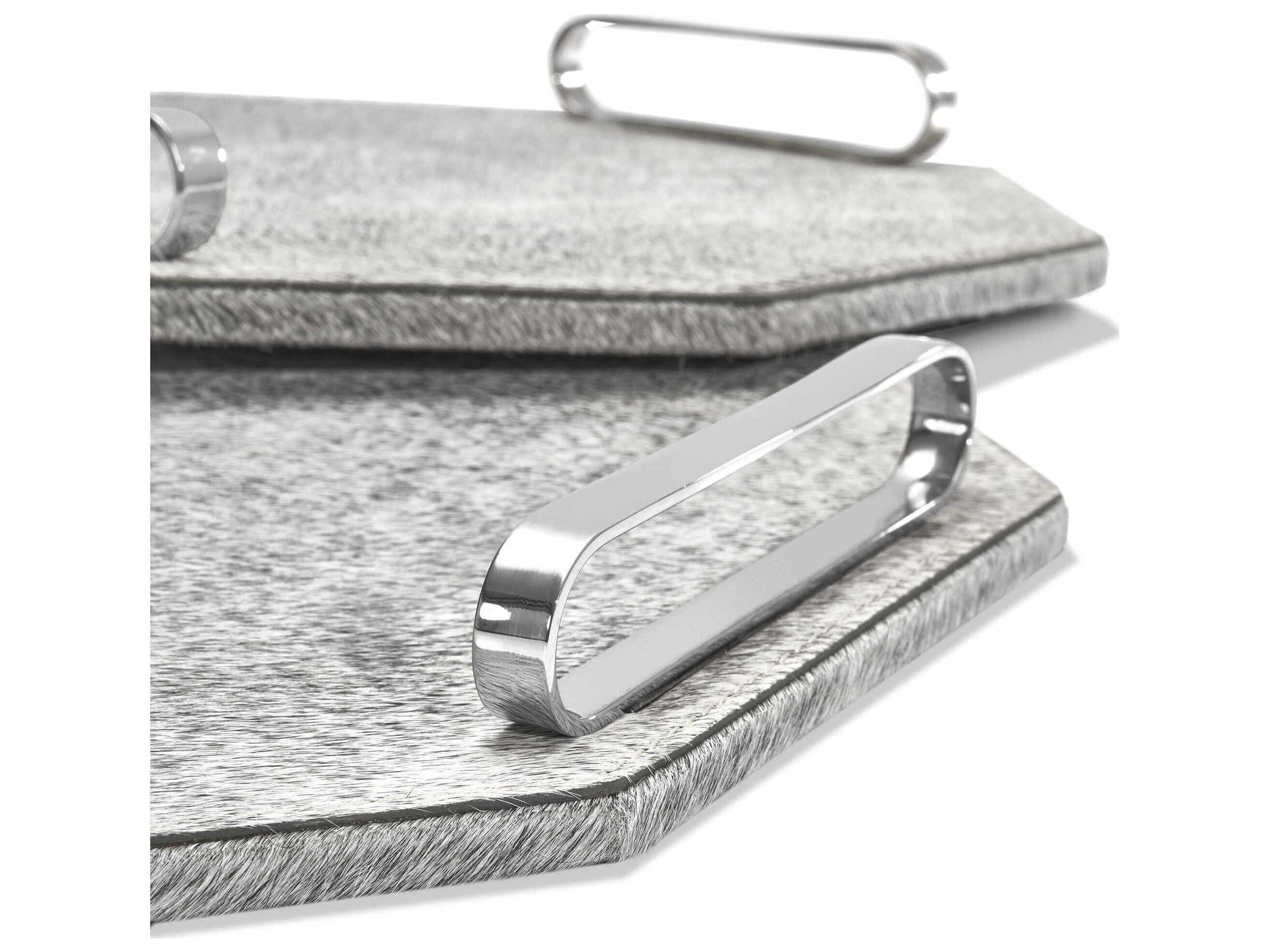 Interlude Home Audrina Natural Hide / Polished Nickel Serving Trays Set of 2