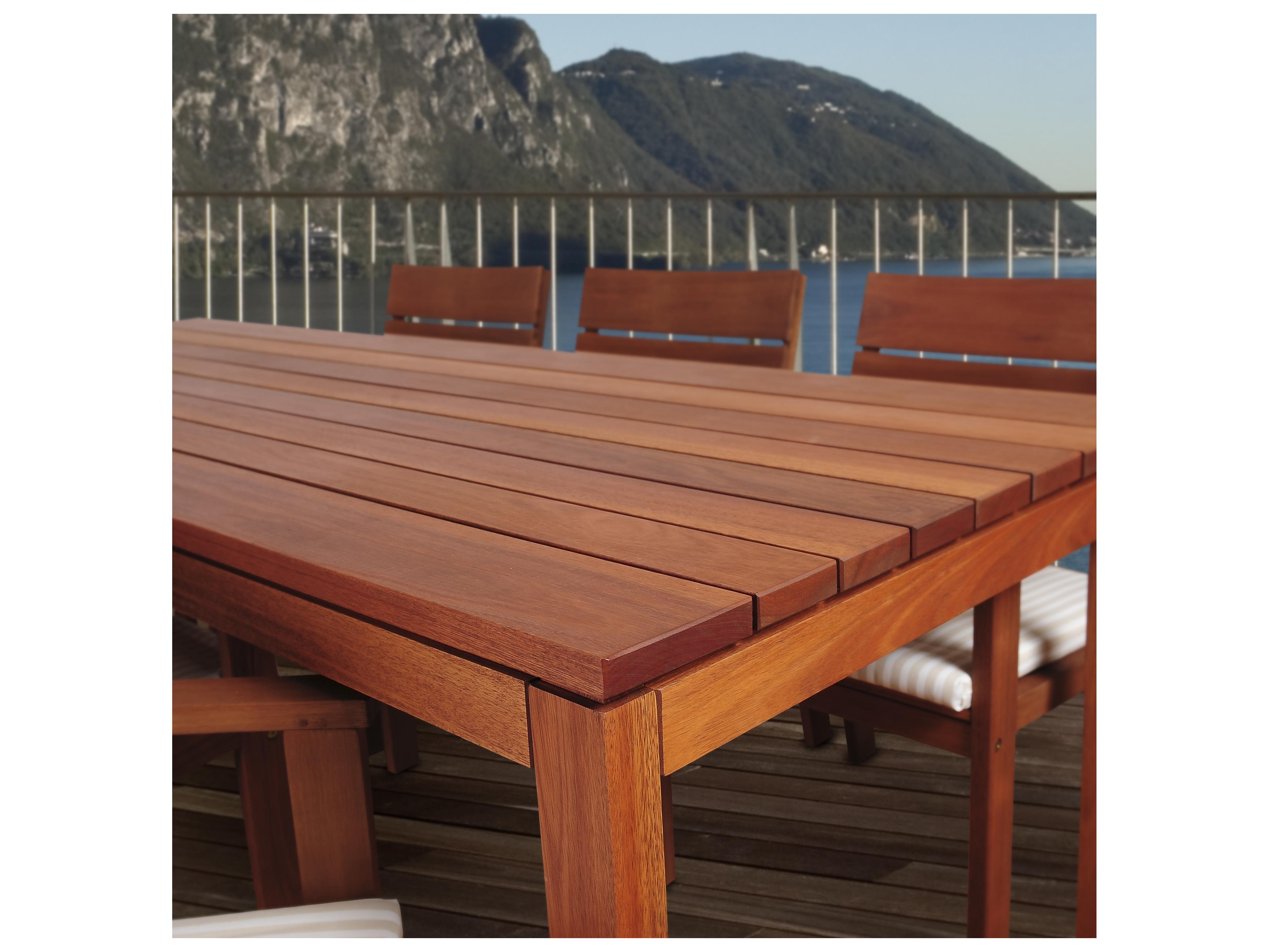 International Home Miami Amazonia Wood Resin Brown 7 Piece Rectangular Outdoor Dining Set