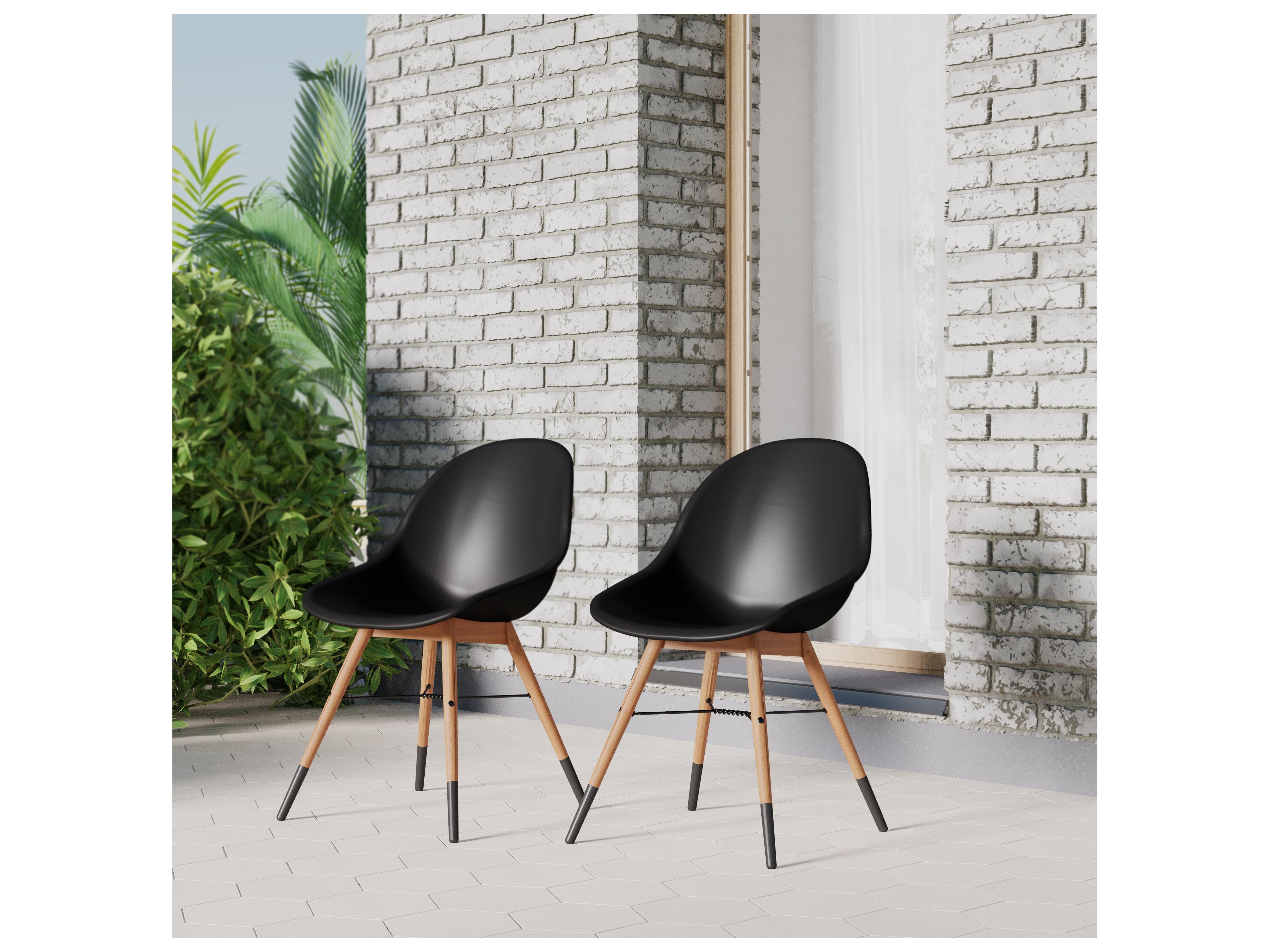 International Home Miami Amazonia 3 Piece Bristol 100% FSC Certified Solid Wood For Outdoor Round Table With Black Chair