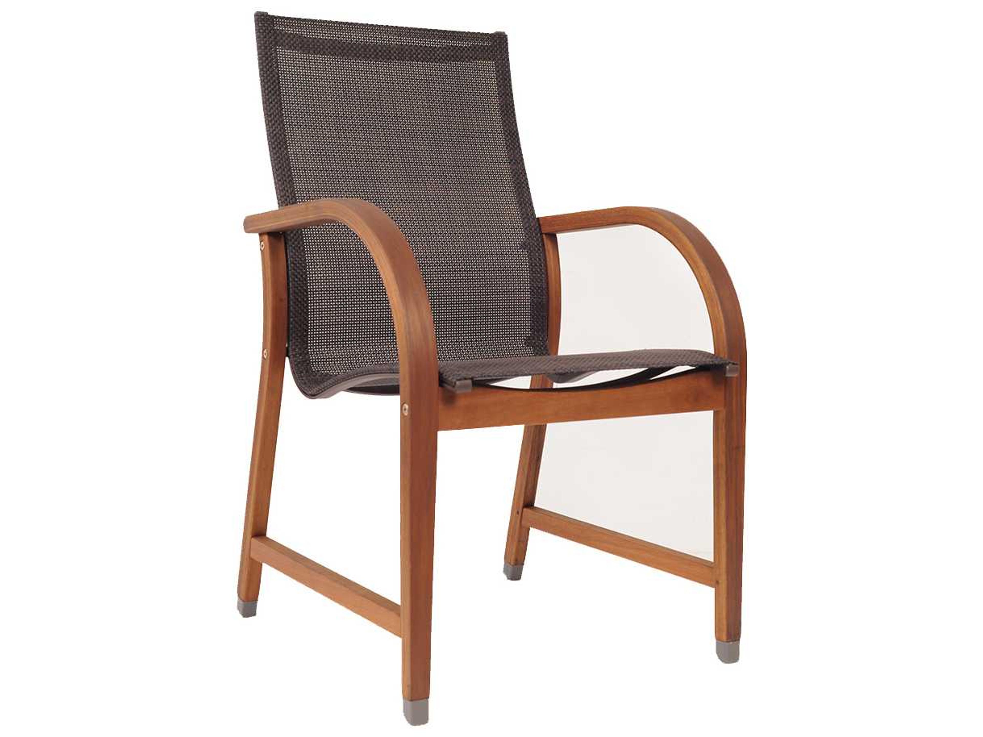 International Home Miami Amazonia Bahamas 7 Piece Eucalyptus Extendable Rectangular Outdoor Dining Set with Brown Sling Chair