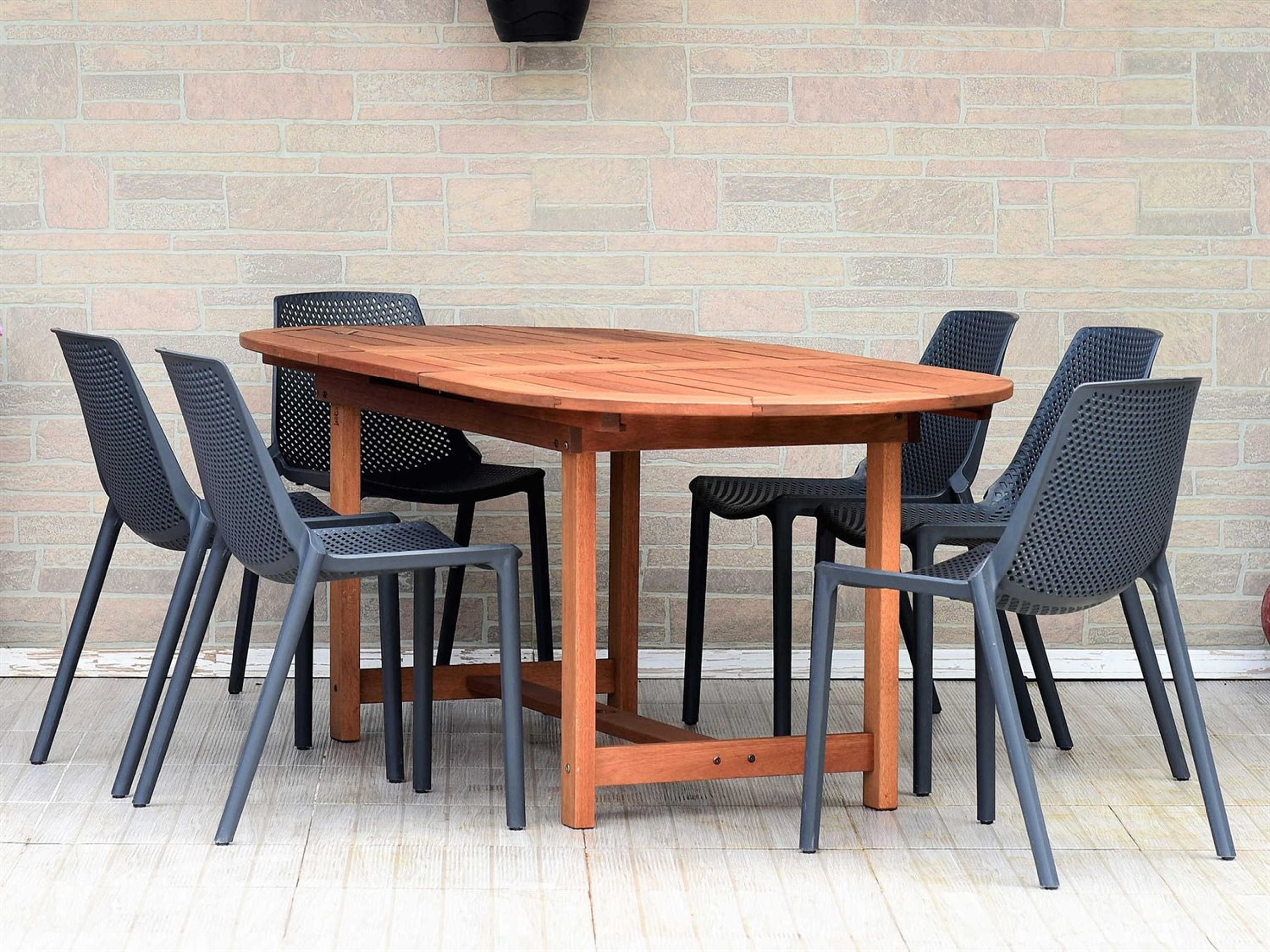 Amazonia Madrid 7 Piece Extendable Oval Wood Patio Dining Set