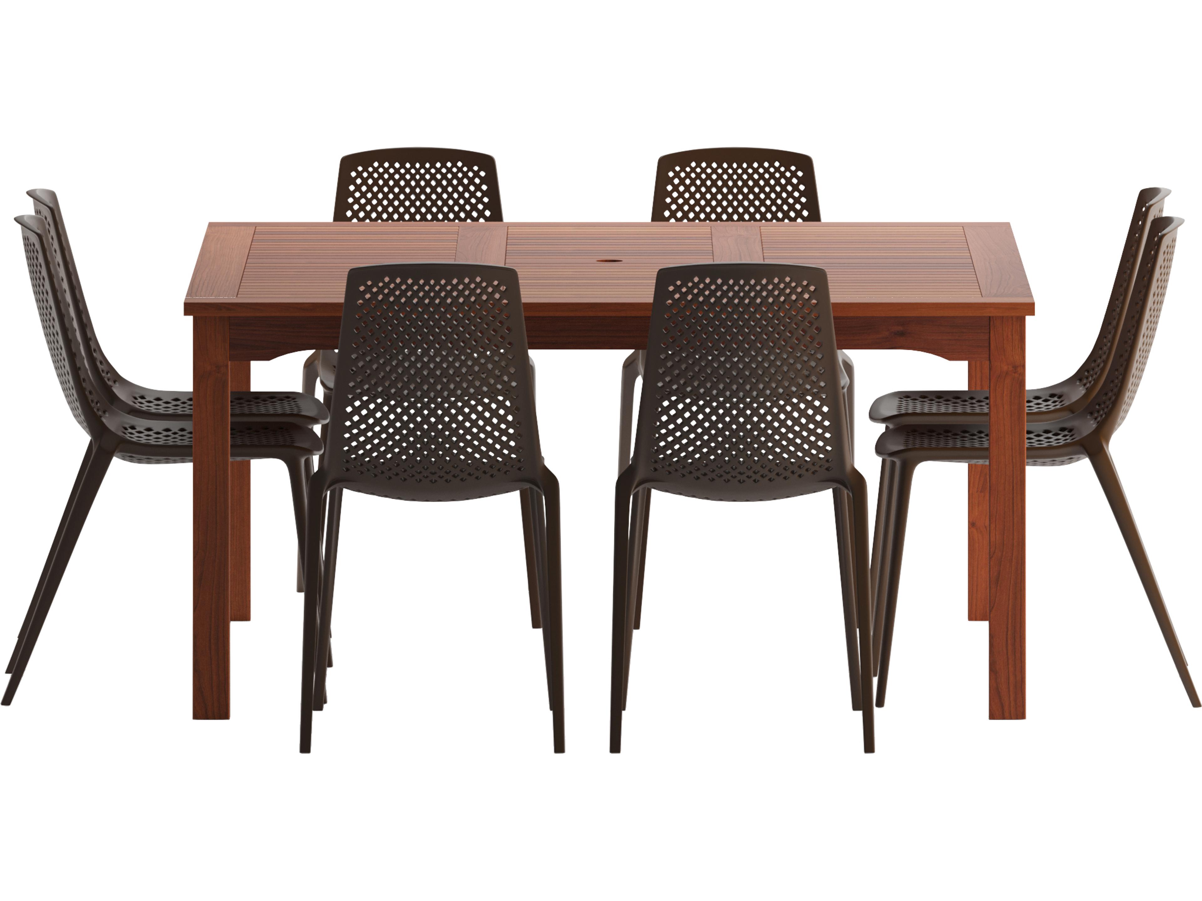 Amazonia Wood Resin Brown 9 Piece Square Patio Dining Set