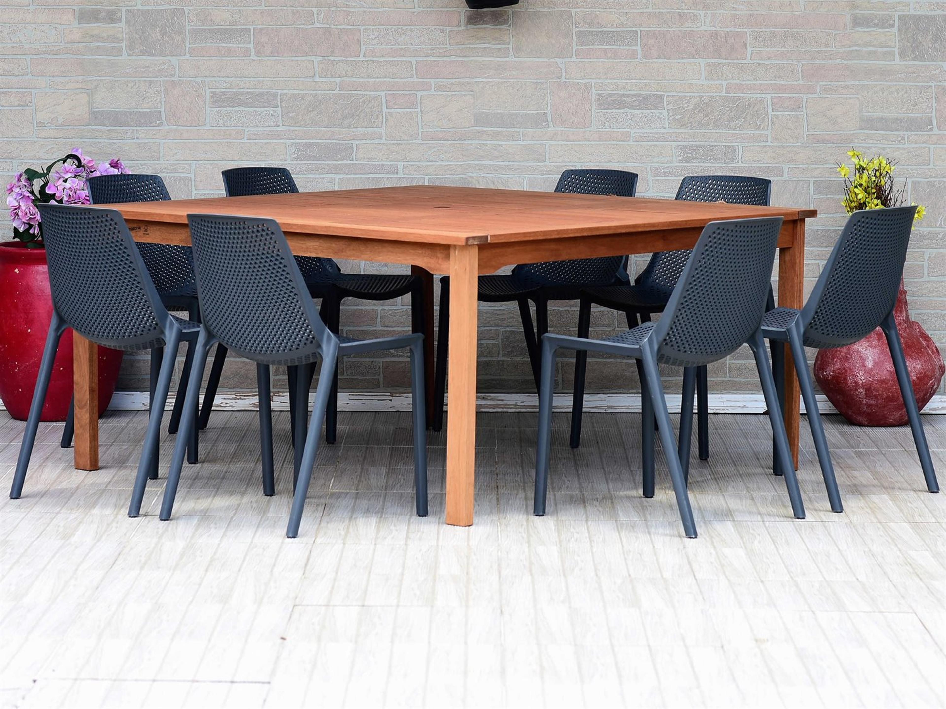 Amazonia Madrid 9 Piece Square Wood Outdoor Dining Set