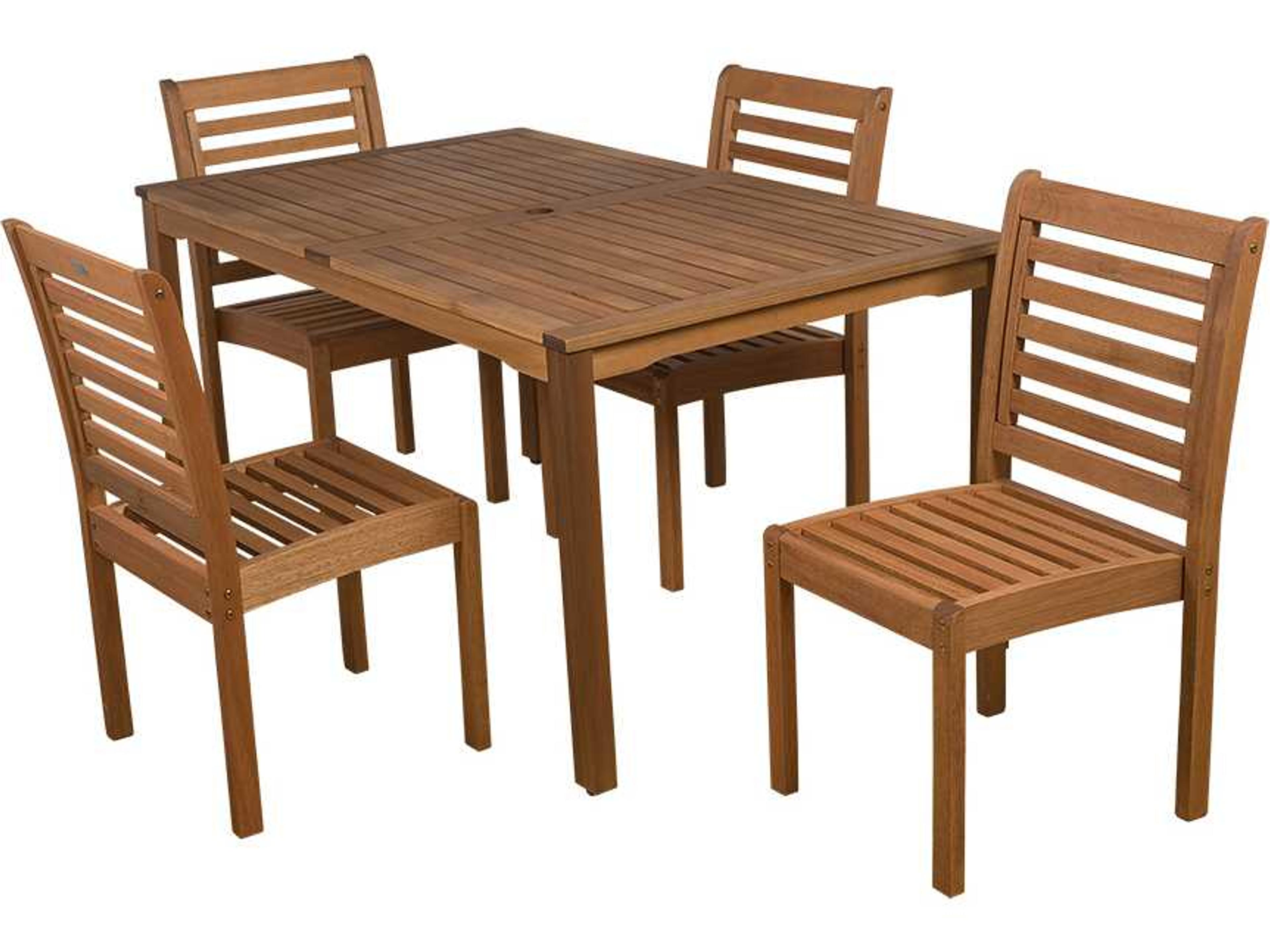 Amazonia Eucalyptus Rectangular Five piece Outdoor Patio Dining Set