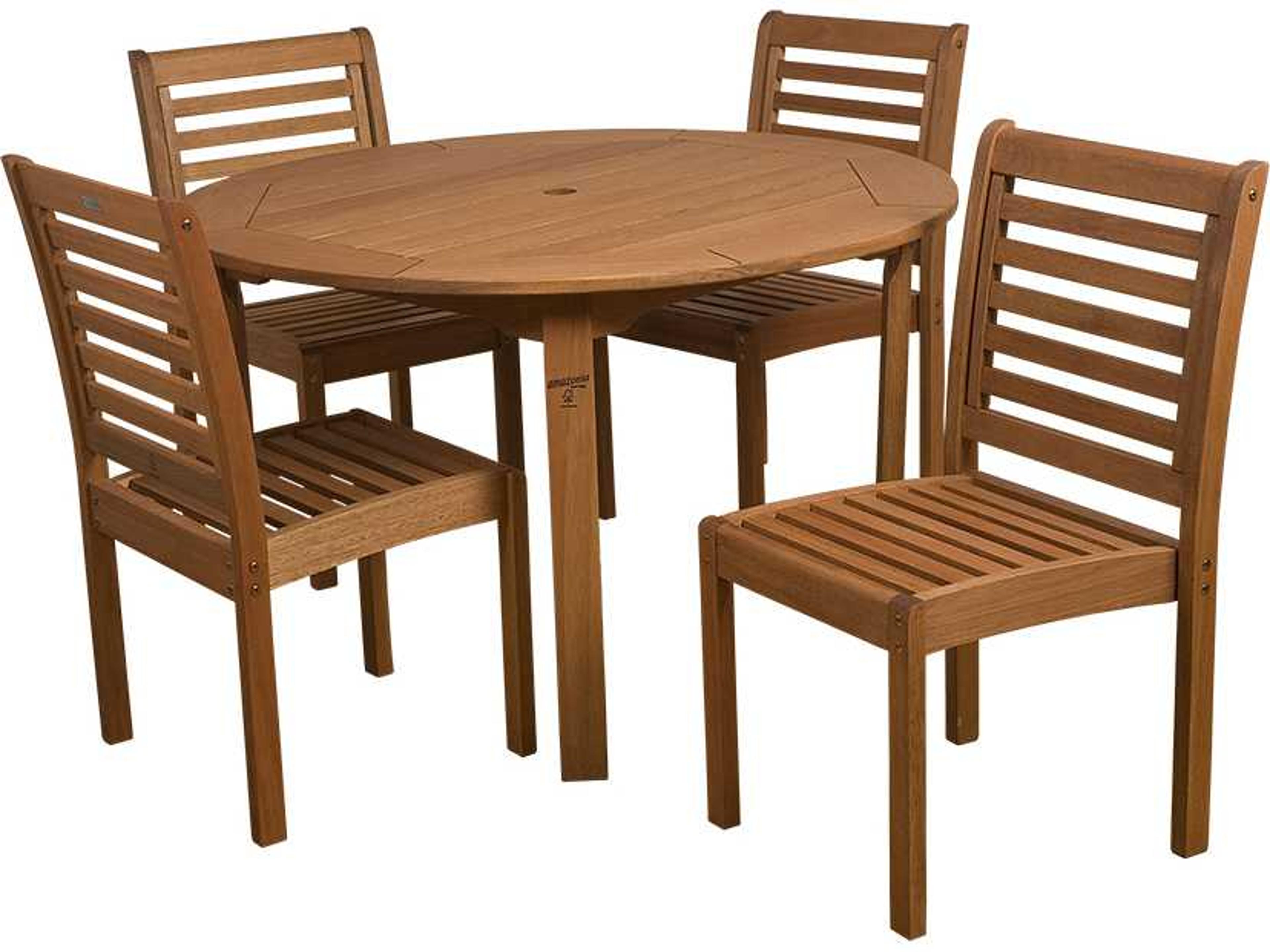 Amazonia Eucalyptus Round Five piece Patio Dining Set