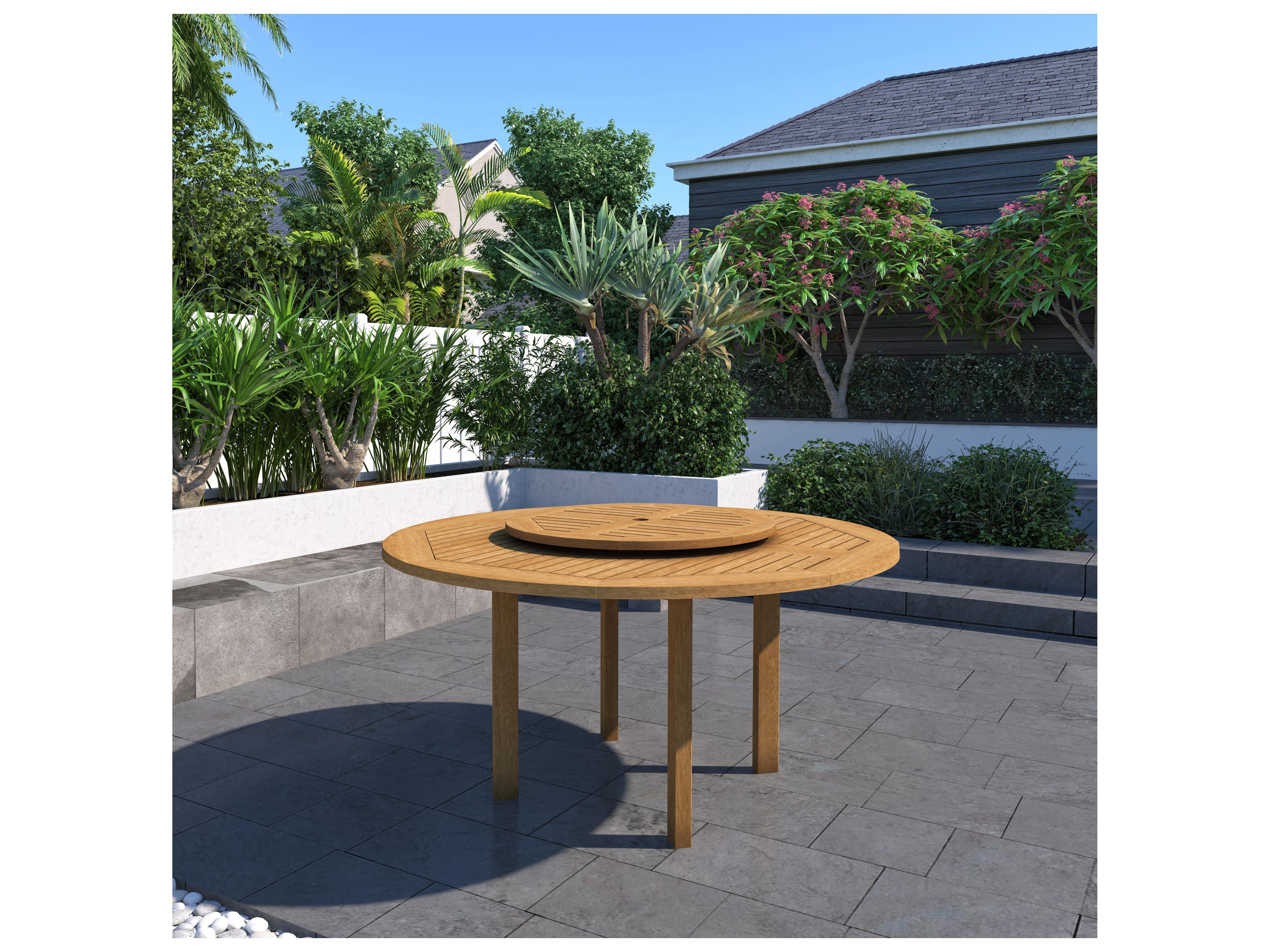 International Home Miami Amazonia Wood Resin Brown 7 Piece Round Patio Dining Set