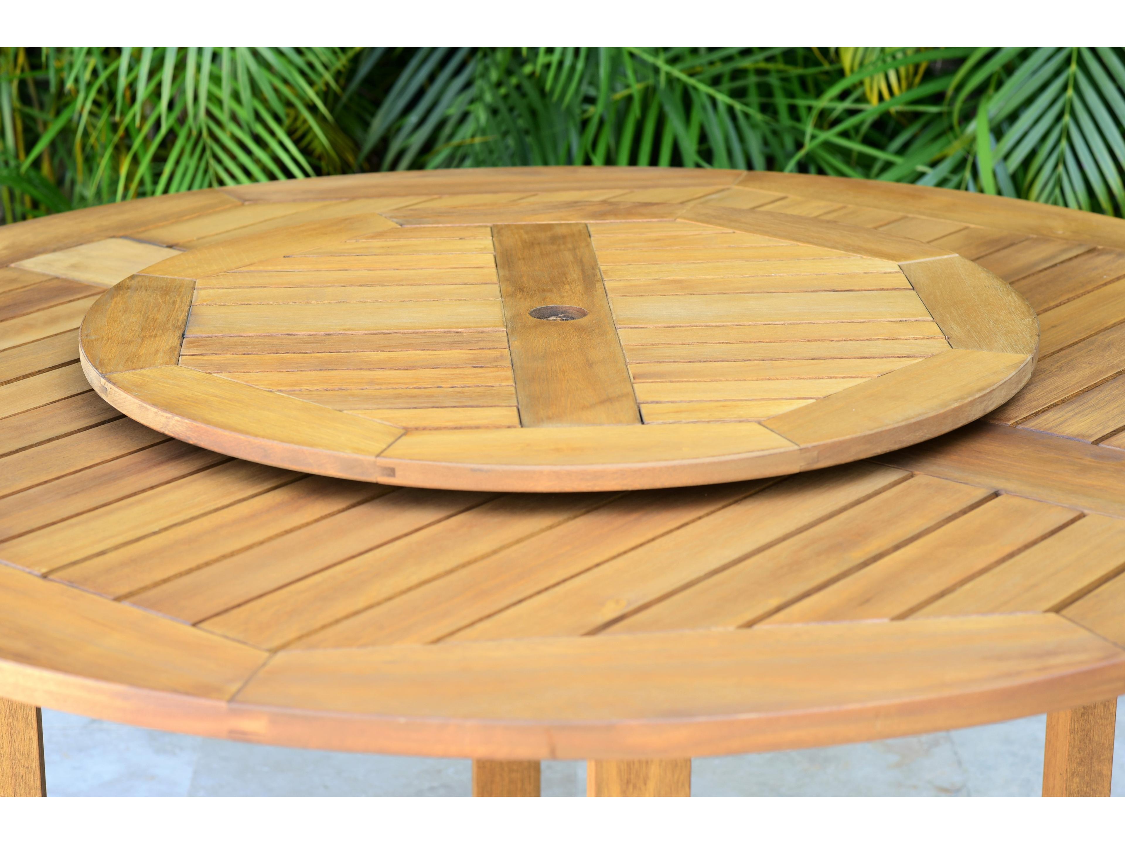 International Home Miami Amazonia Wood Resin Brown 7 Piece Round Patio Dining Set