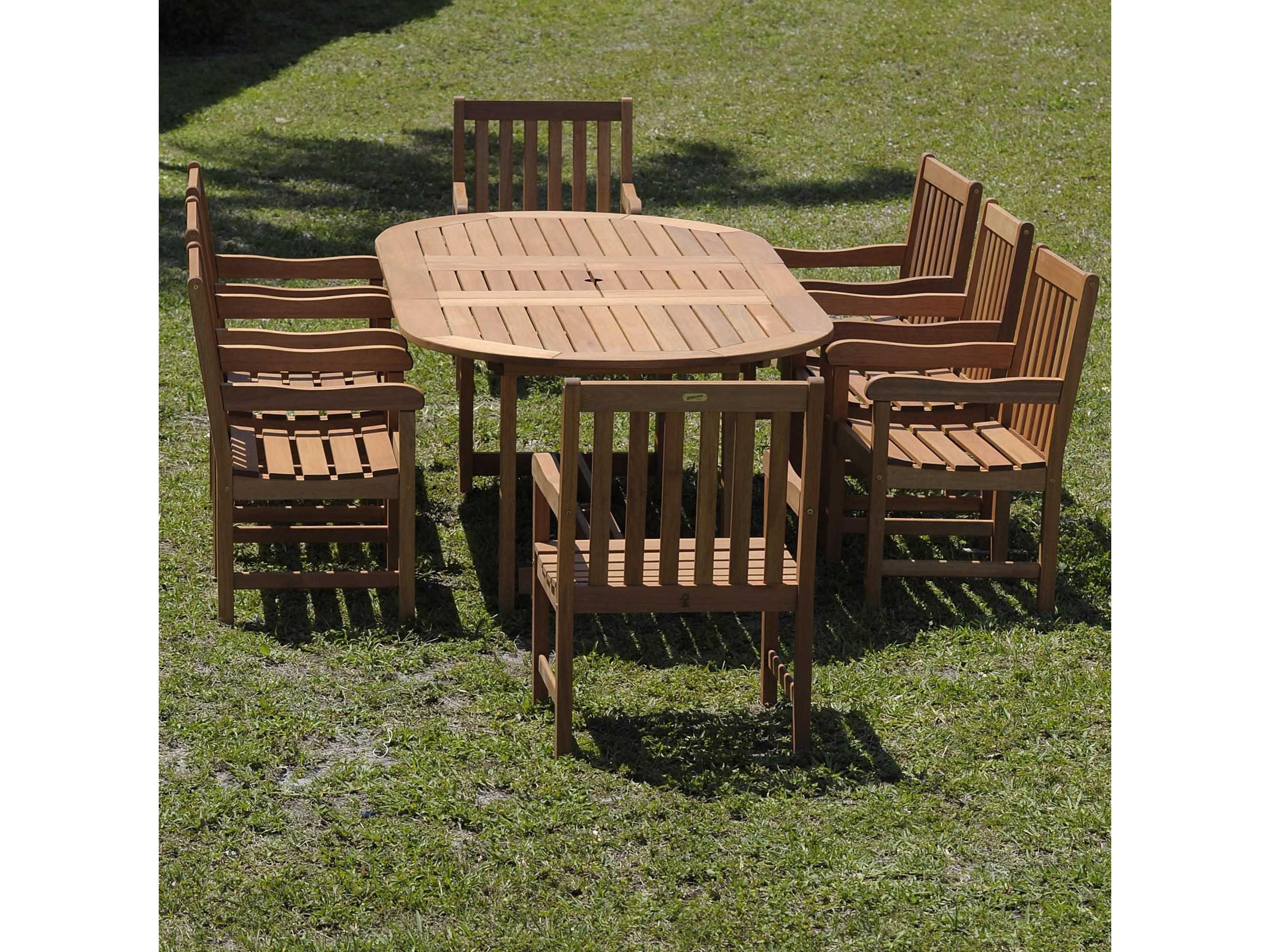 International Home Miami Amazonia Eucalyptus Grand Oval Extendable Deluxe Milano Outdoor Patio Dining Set