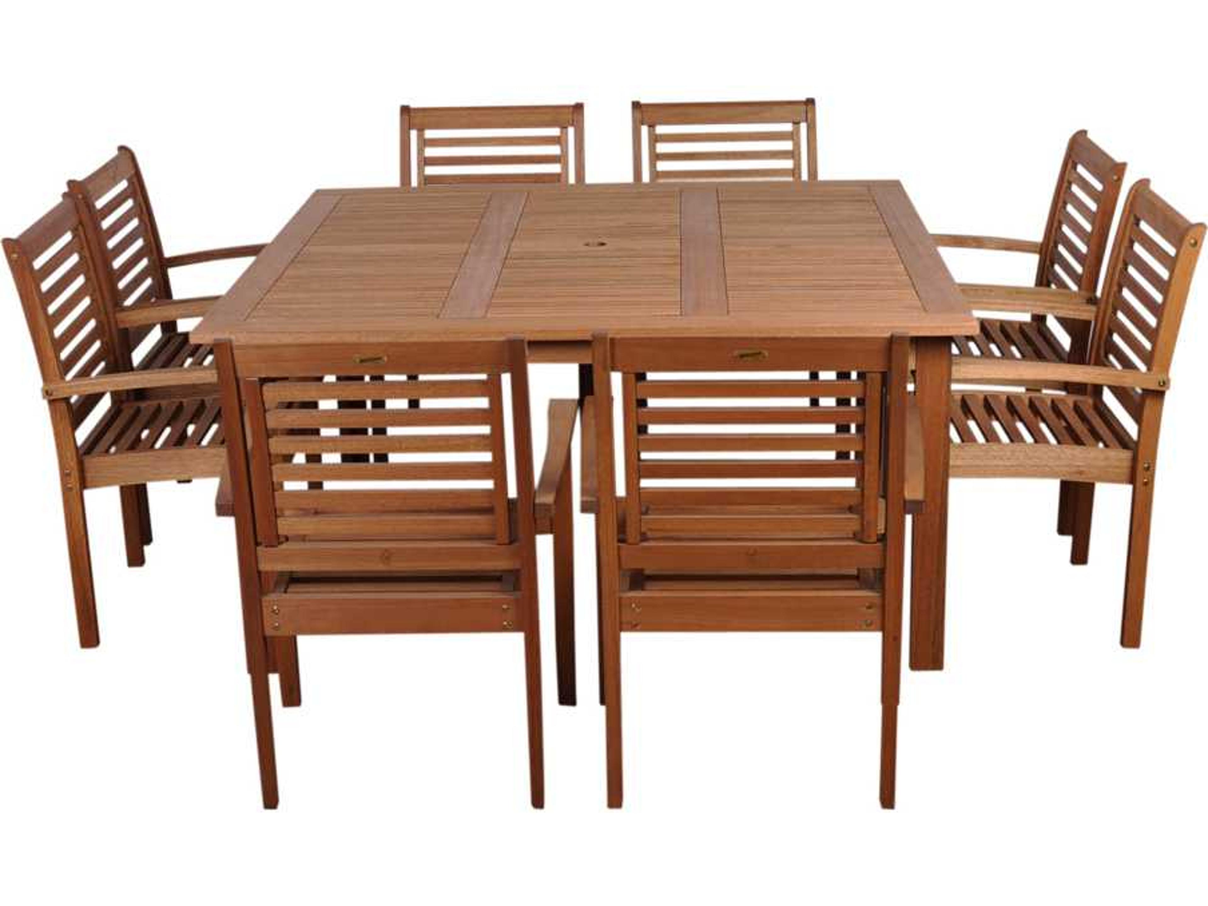 Amazonia Eucalyptus Square Nine Piece Milano Patio Dining Set