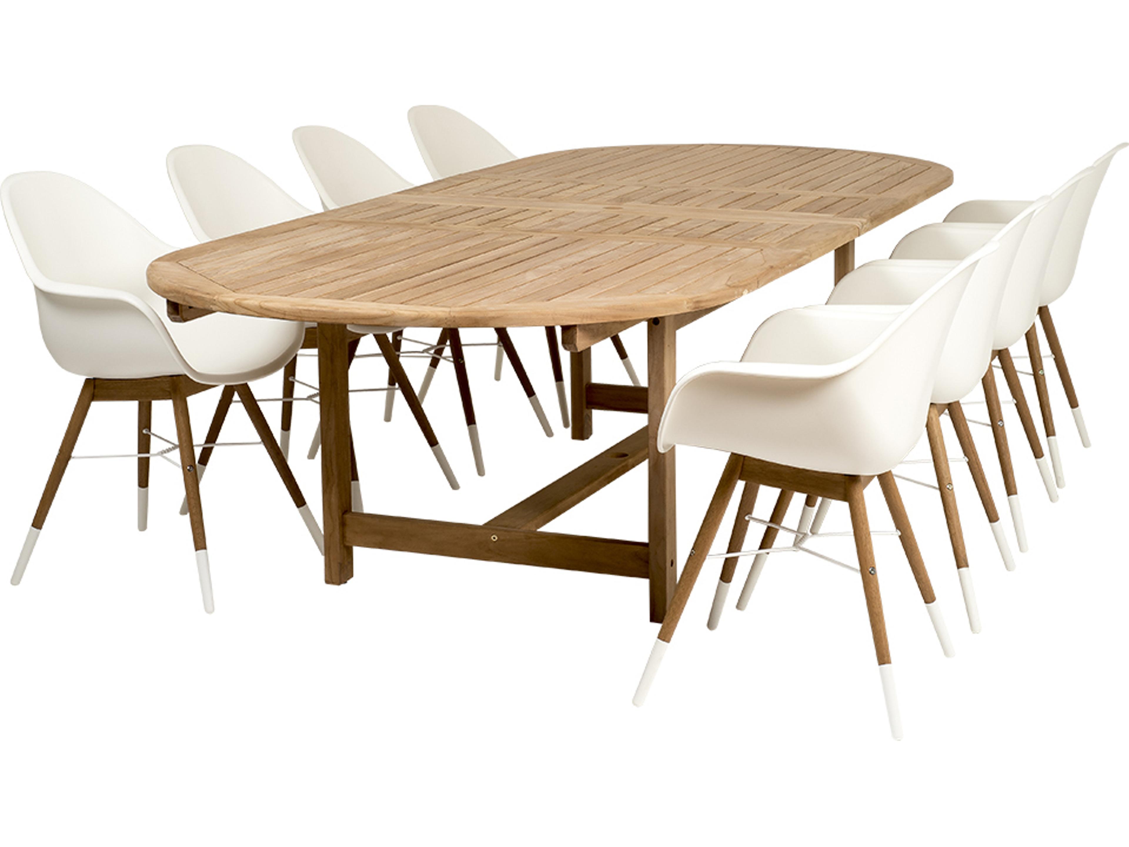 International Home Miami Amazonia Charlotte 9 Piece Teak Double Extendable Rectangular Patio Dining Set