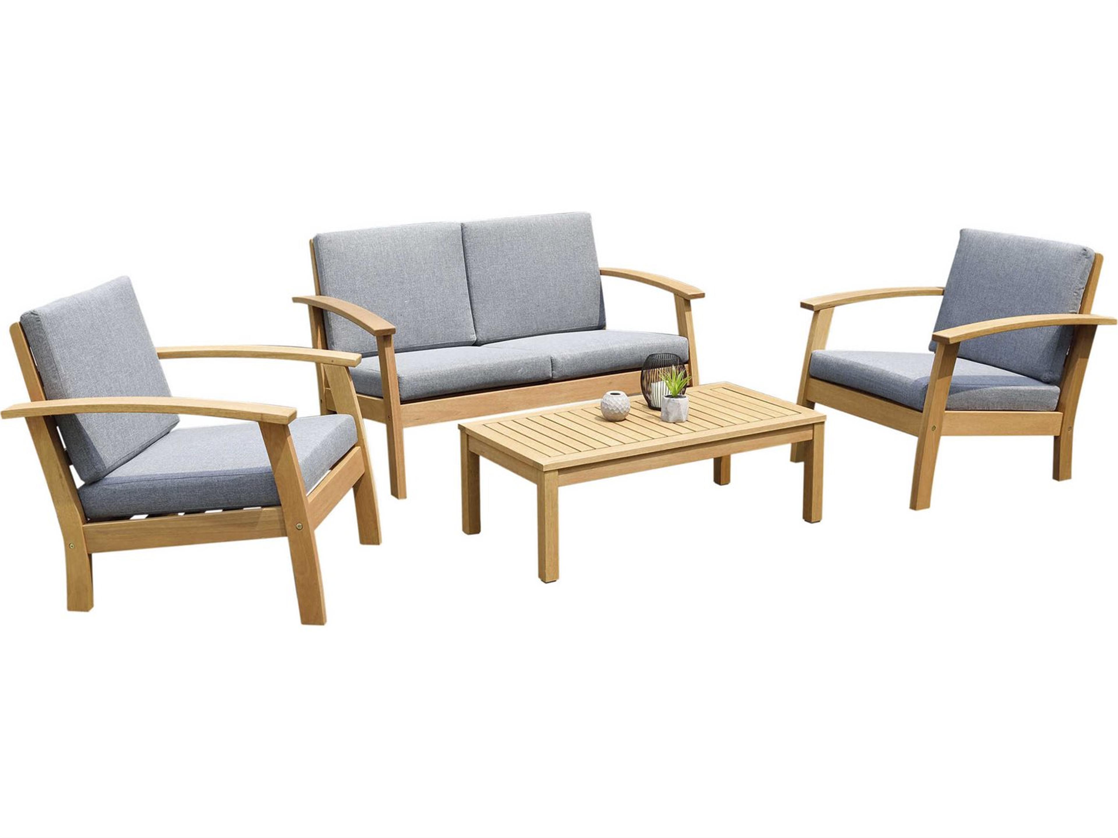 Amazonia Burano 4 Piece Wood Cushion Outdoor Lounge Set