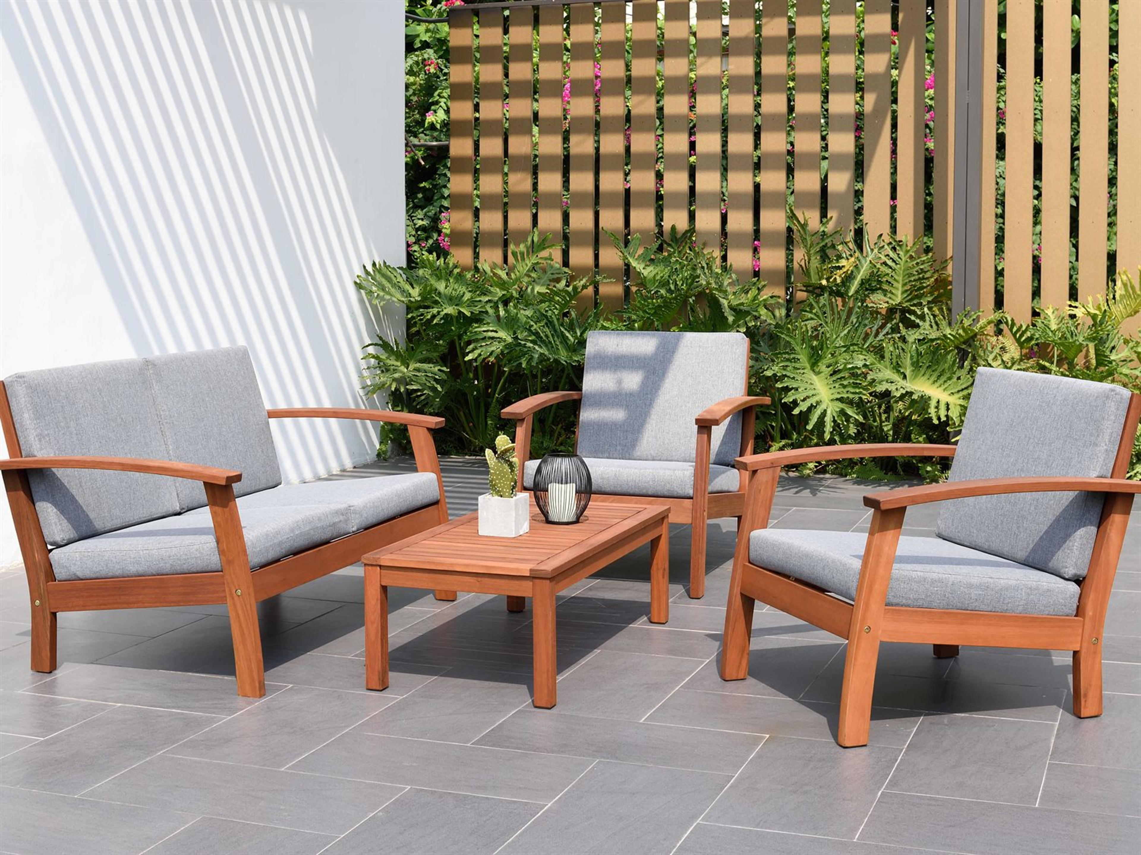 Amazonia Burano 4 Piece Wood Cushion Conversation Set