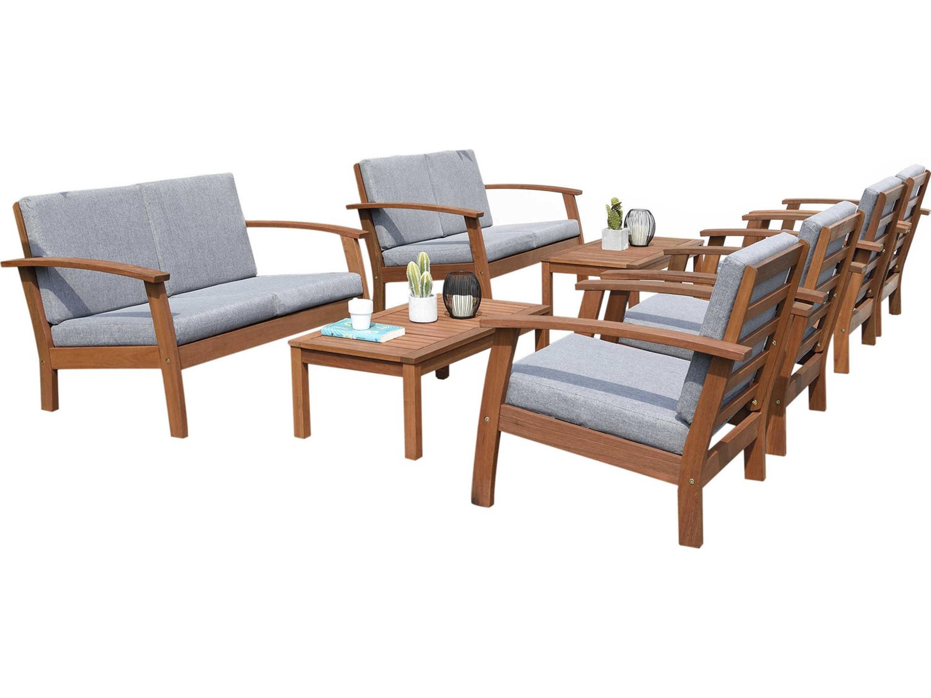 Amazonia Burano 8 Piece Wood Cushion Conversation Set