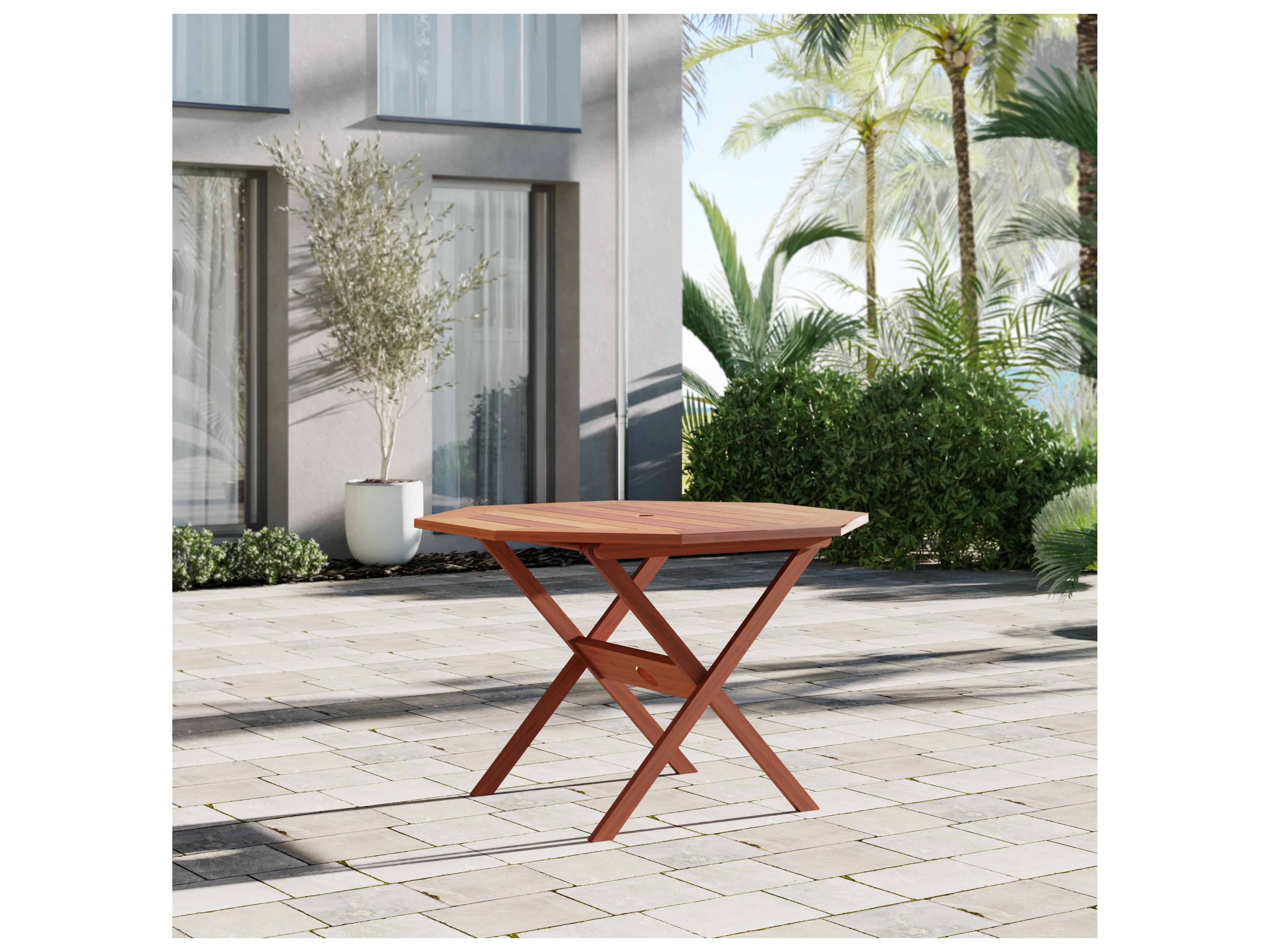 International Home Miami Amazonia Austria Eucalyptus 5 Piece Outdoor Octagonal dining set with Grey Armchairs