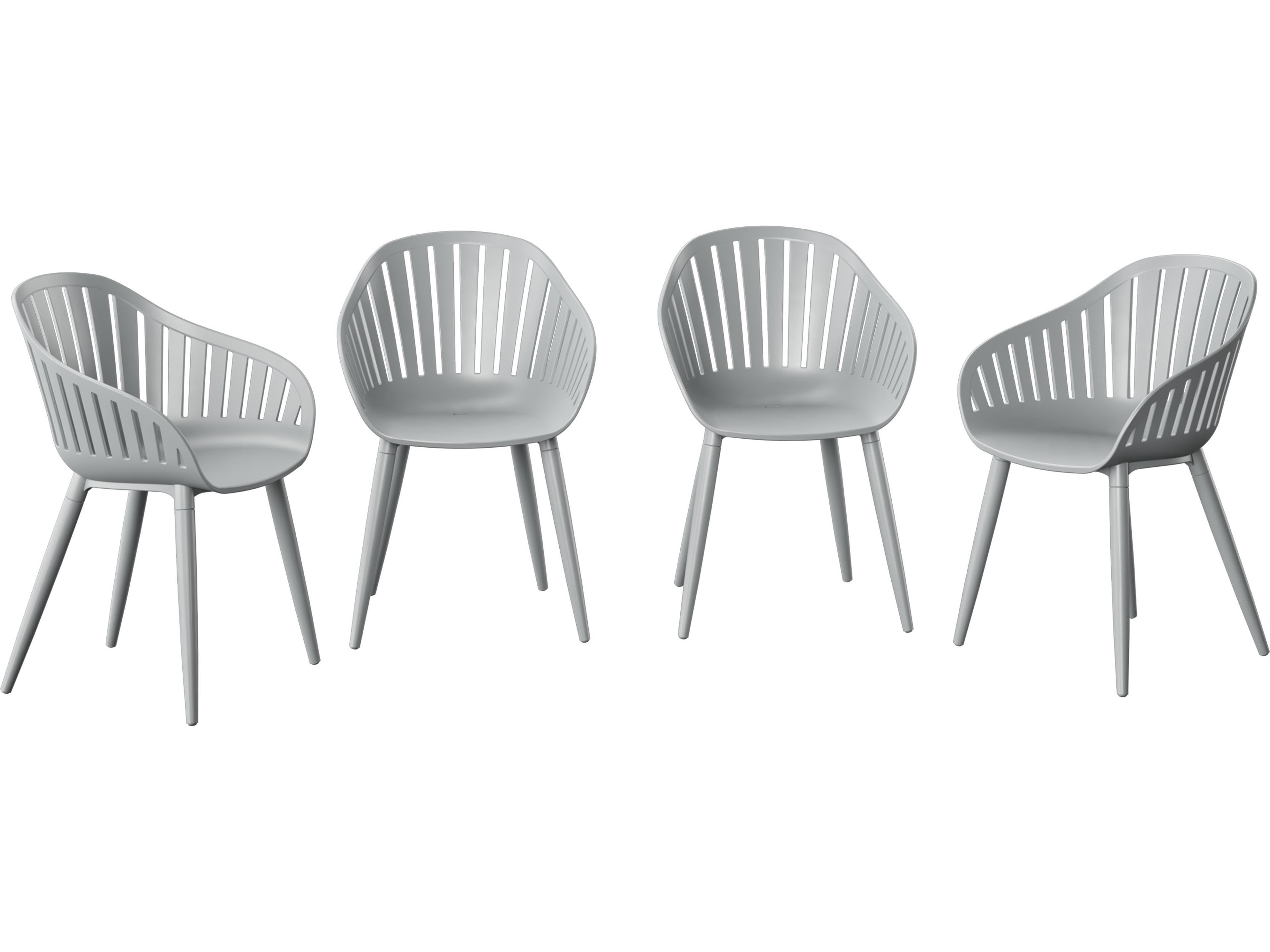 International Home Miami Amazonia Francorchamps Eucalyptus 7 Piece Outdoor Oval Extendable Dining Set with Grey Aluminum Chairs